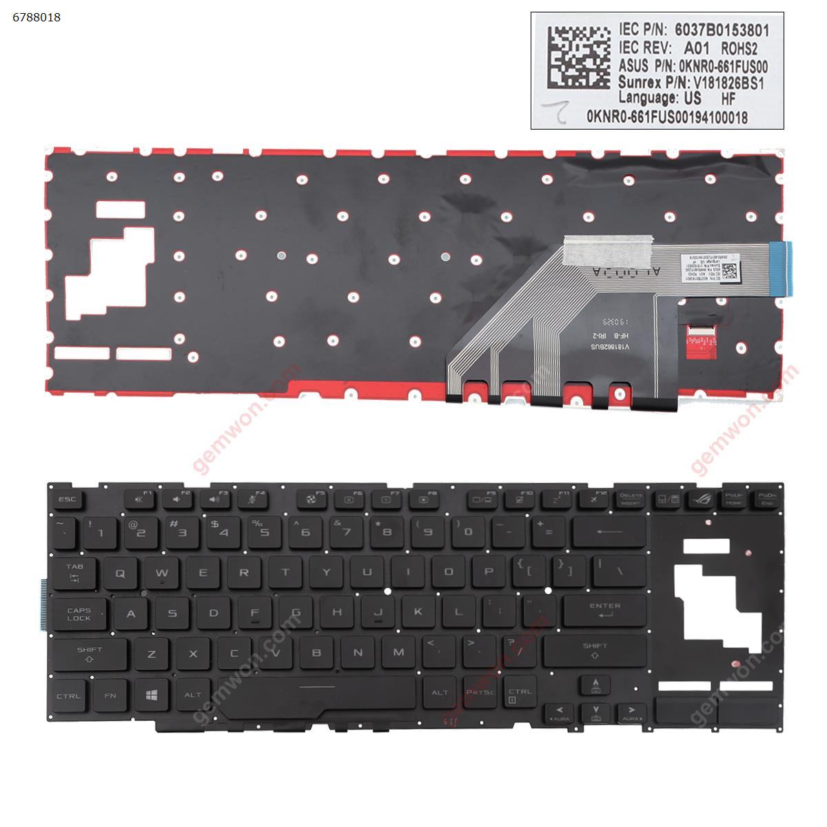 Picture of New Replacement Laptop Keyboard For ASUS  ROG Zephyrus  ？ BLACK（With Backlit Board,Win8） US Layout