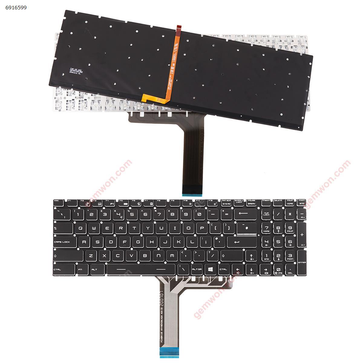 Picture of New Replacement Laptop Keyboard For MSI GT72 GS60 GS70 WS60 GE72 GE62 BLACK (Full Colorful Backlit,Without FRAME,WIN8) Uk Layout