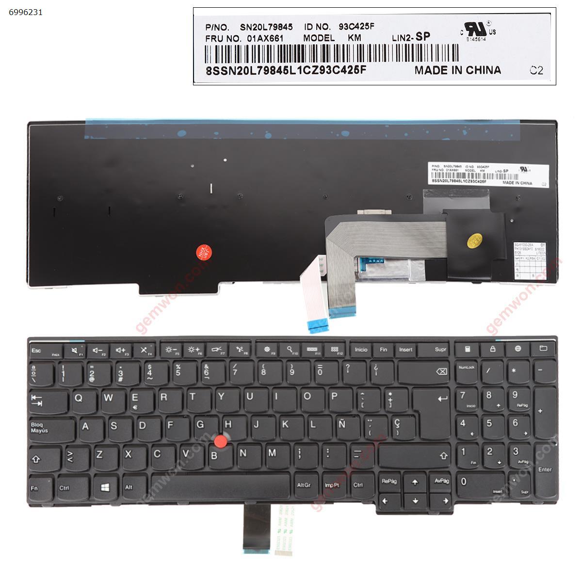 Picture of New Replacement Laptop Keyboard For IBM ThinkPad E531 T540 BLACK(with point stick For Win8) OEM SP Layout
