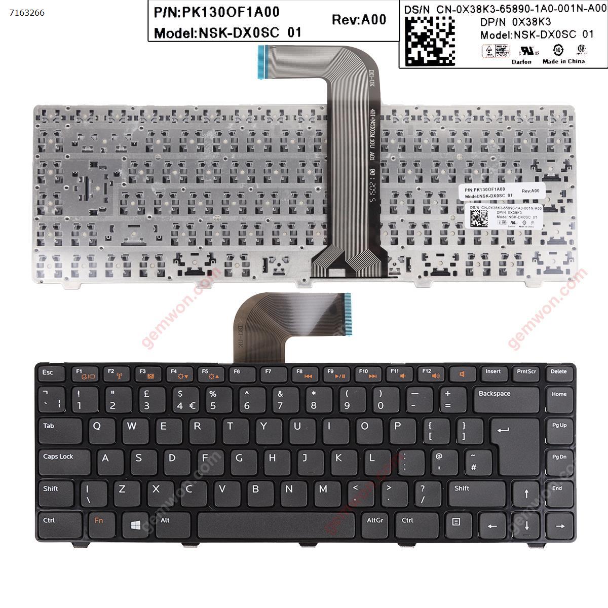 Picture of New Replacement Laptop Keyboard For DELL XPS L502 New Inspiron 14R/Inspiron N4110 M4110 N4050 M4040 N411Z GLOSSY FRAME BLACK Uk Layout