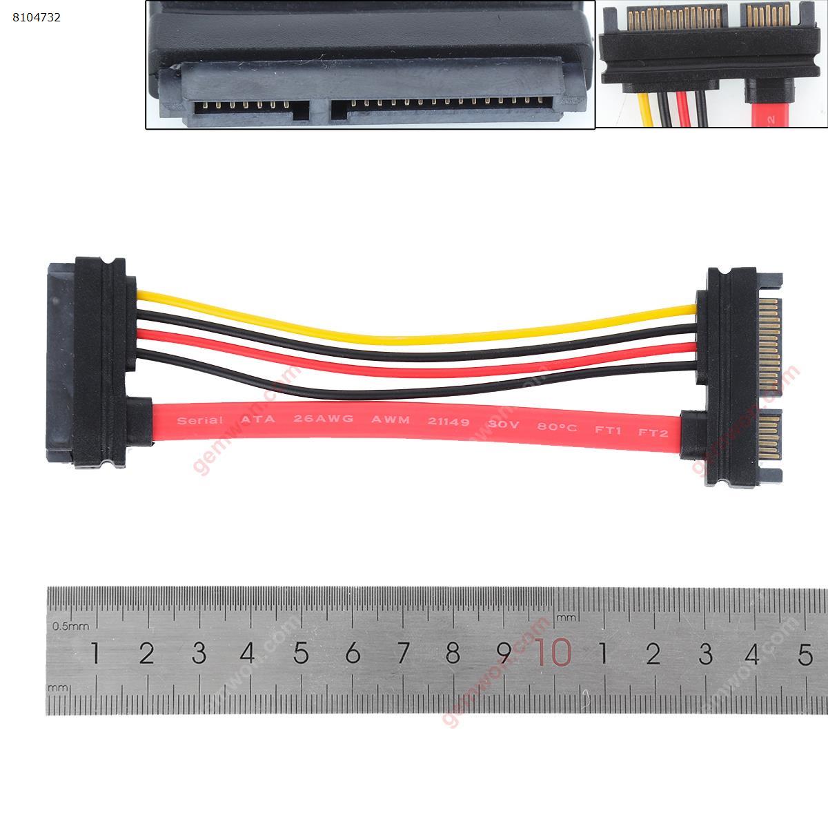 Picture of 10CM Male to Female 7+15 Pin SATA Data HDD Power Combo Extend Extension Cable TM