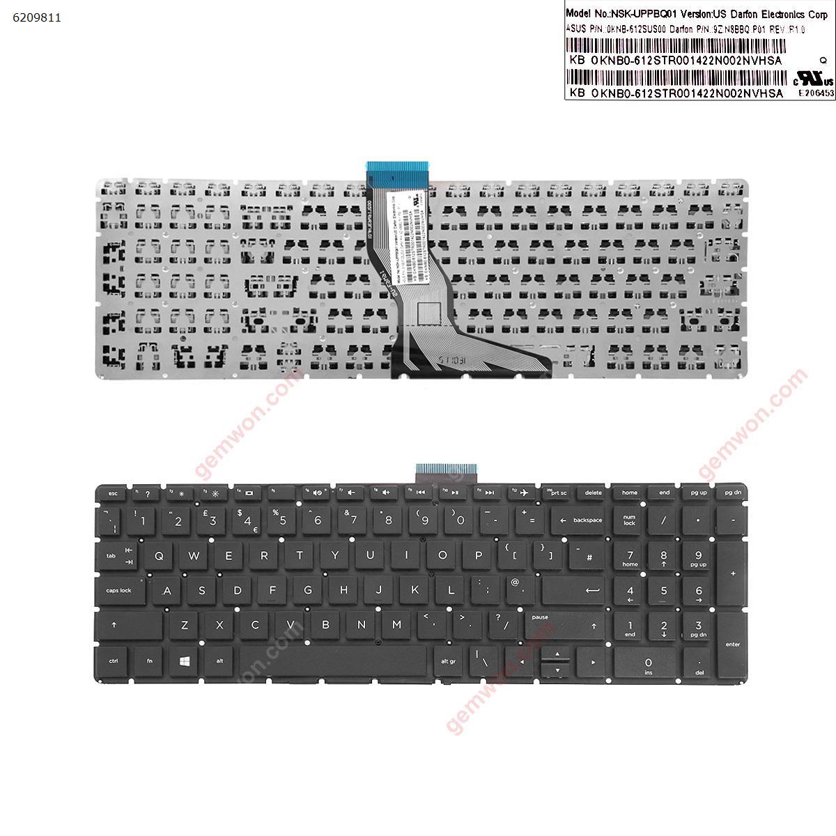Picture of New Replacement Laptop Keyboard For HP Pavilion 15-BS BLACK(Without FRAME，Small Enter,WIN8) Uk Layout