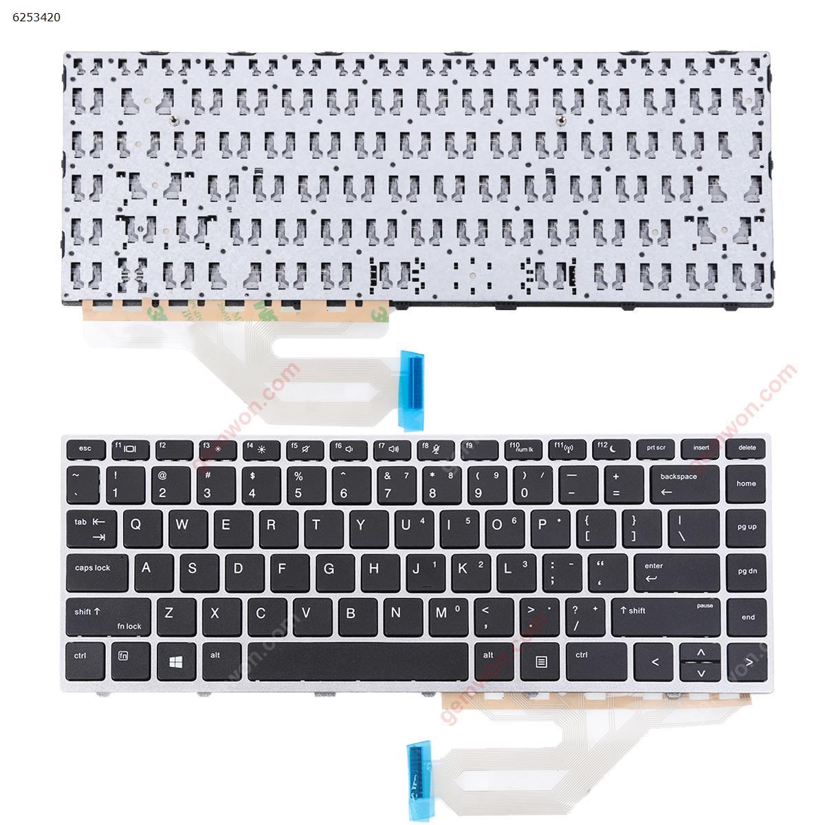 Picture of New Replacement Laptop Keyboard For HP Probook 430 G5 440 G5 445 G5 Silver  FRAME BLACK WIN8 US Layout