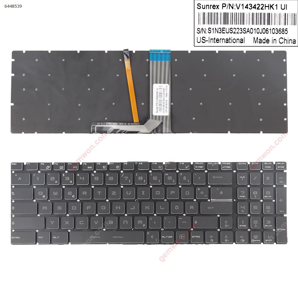 Picture of New Replacement Laptop Keyboard For MSI GT72 GS60 GS70 WS60 BLACK (Full Colorful Backlit,Without FRAME,WIN8) Version2	 GR Layout