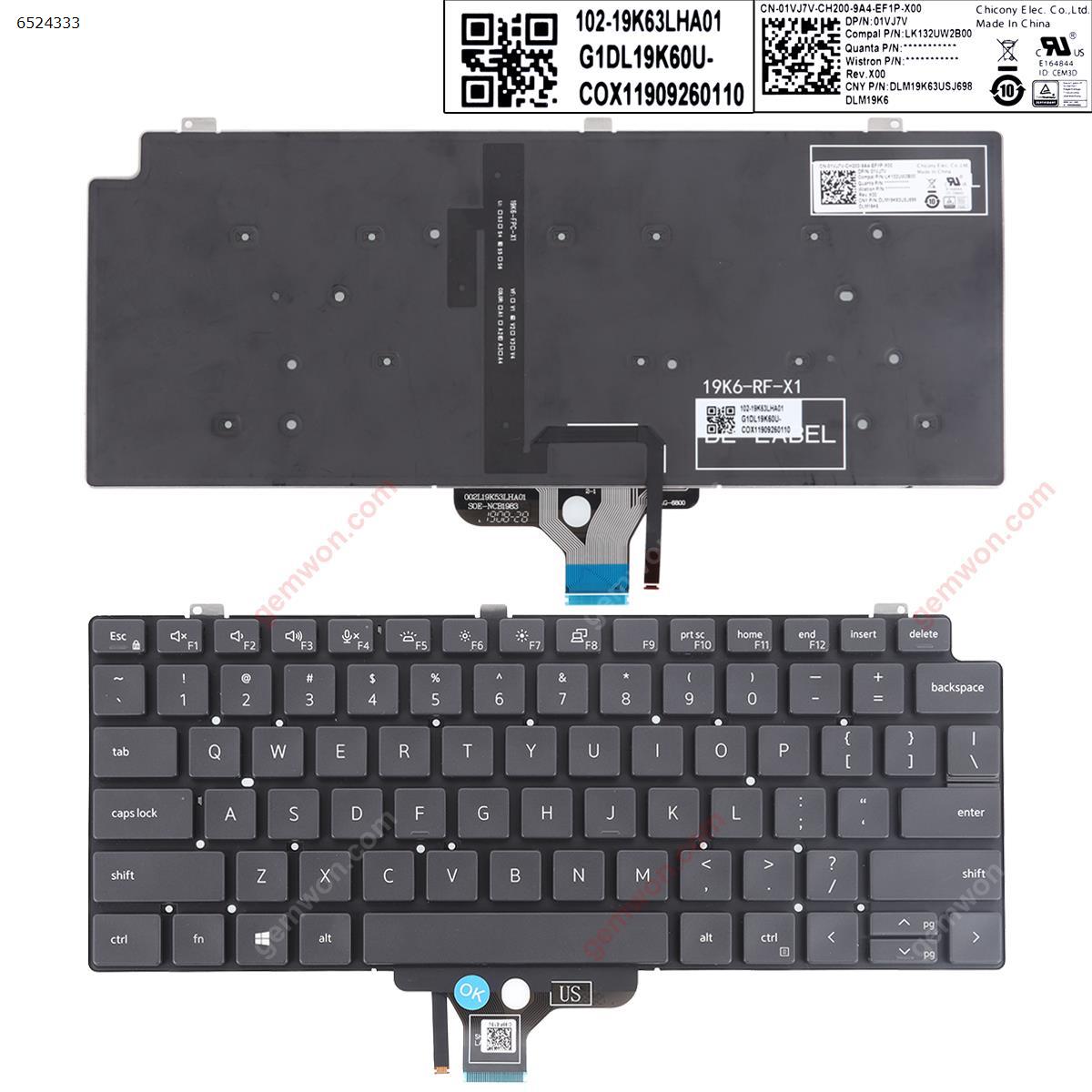 Picture of New Replacement Laptop Keyboard For DELL Latitude 7310 BLACK (Backlit Win8) US Layout