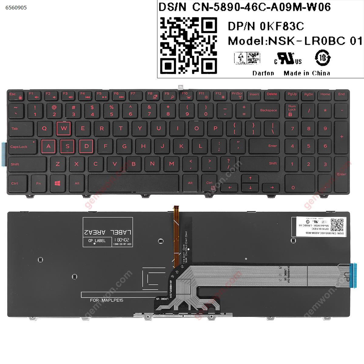 Picture of New Replacement Laptop Keyboard For DELL 15-3000 5542 3541 5547 BLACK FRAME BLACK，with Backlit）win8 US Layout