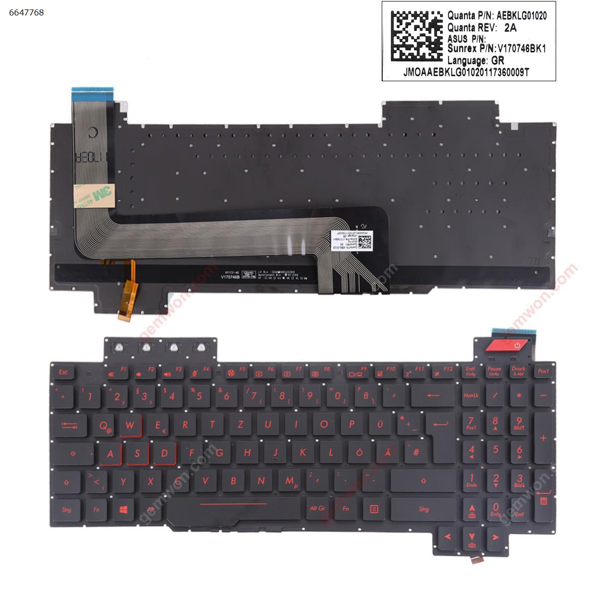 Picture of New Replacement Laptop Keyboard For Asus GL503GE BLACK (Without FRAME,Backlit, Red Printing WIN8) GR Layout