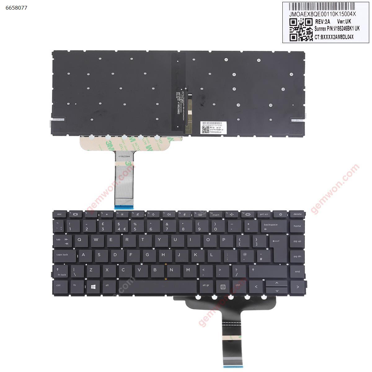 Picture of New Replacement Laptop Keyboard For HP EliteBook 440 g8 BLACK ( Backlit ， Without FRAME, Without  point ， Win8) Uk Layout