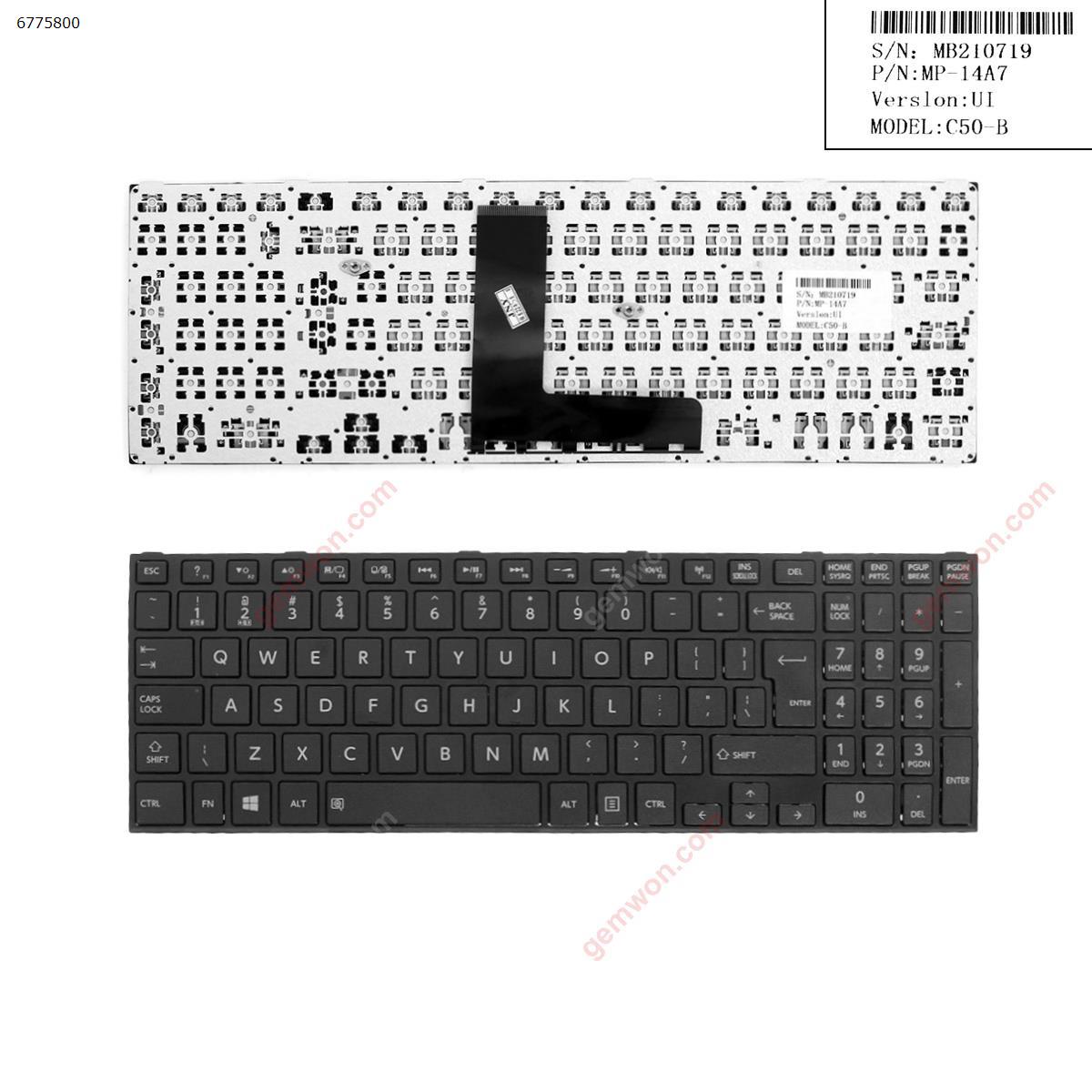 Picture of New Replacement Laptop Keyboard For TOSHIBA Satellite C50-B BLACK( Big Enter , Without Foil For Win8) US Layout