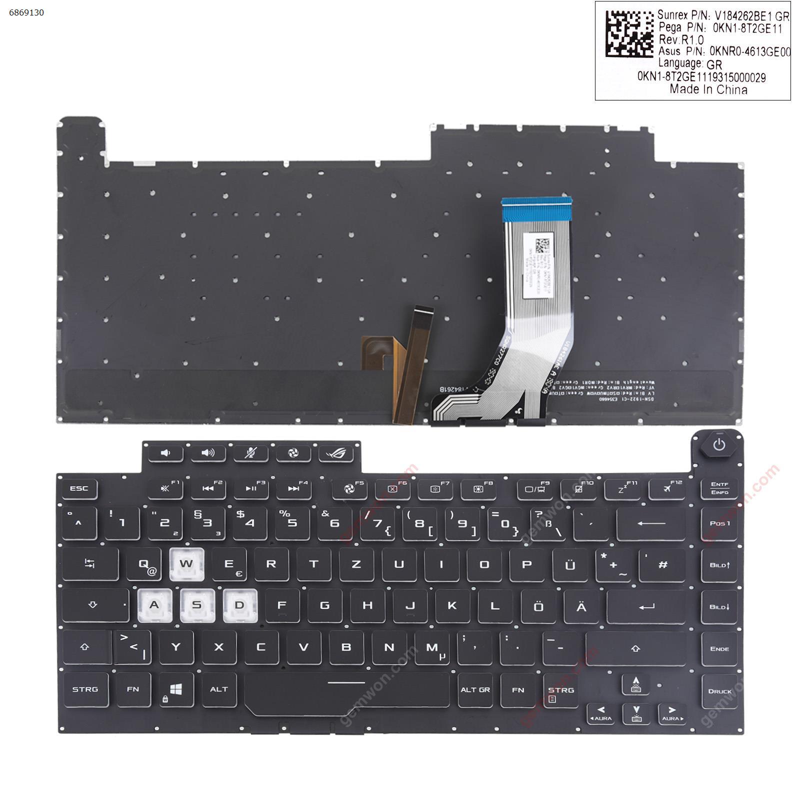 Picture of New Replacement Laptop Keyboard For ASUS ROG Strix Scar III G512 L 3 PLUS G531 S5D G531GT G531G g531gu g531gd BLACK ((Full Colorful Backlit,WIN8)) ?	 GR Layout