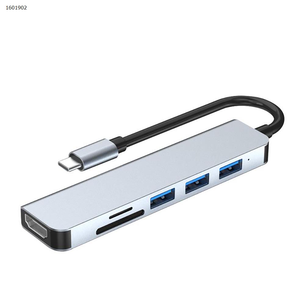 Picture of Best Type-c 6 in 1 USB Hub HDMI SD TF Card Reader USB3.0 multi-function laptop docking station gray