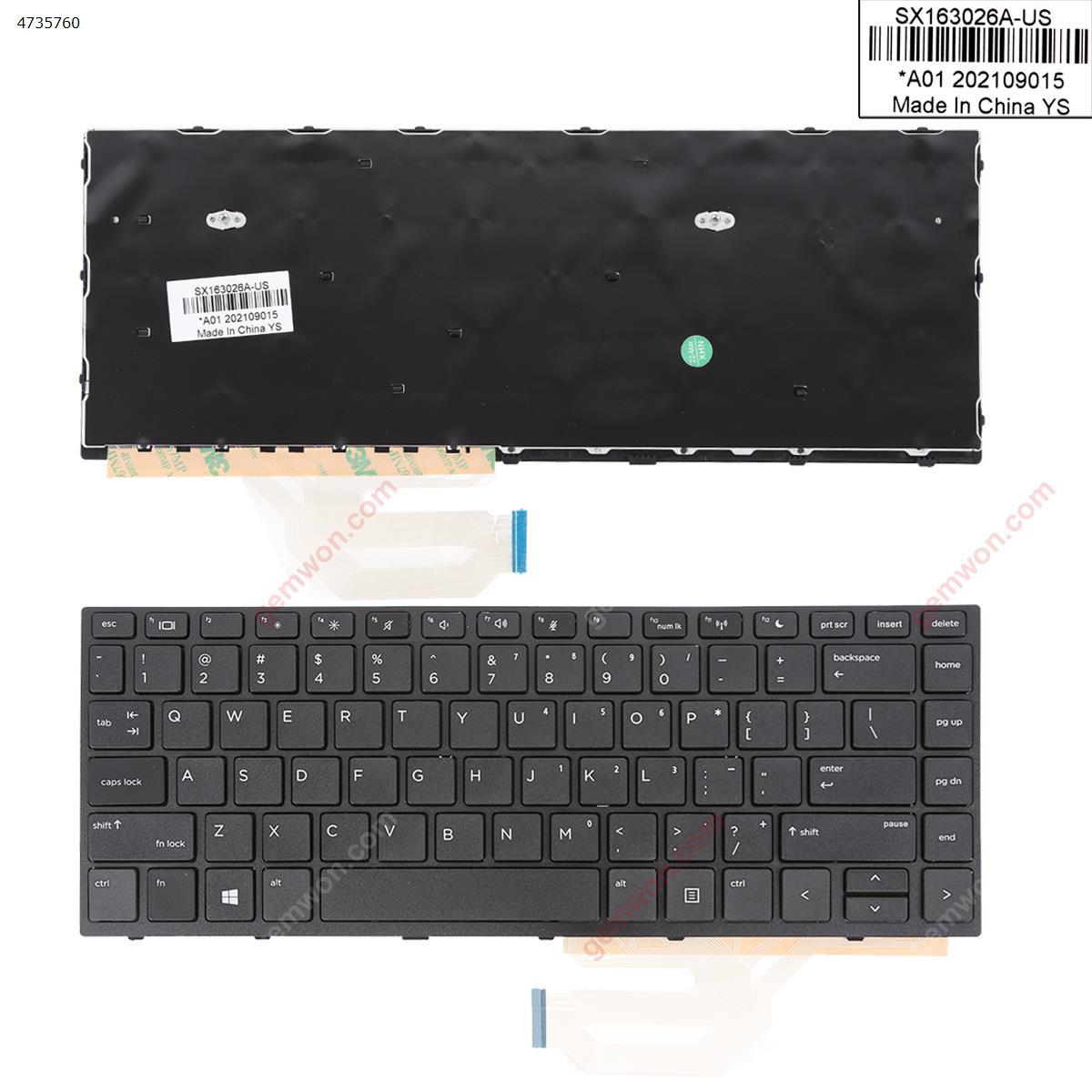Picture of New Replacement Laptop Keyboard For HP Probook 430 G5 440 G5 445 G5 BLACK FRAME BLACK WIN8 OEM US Layout