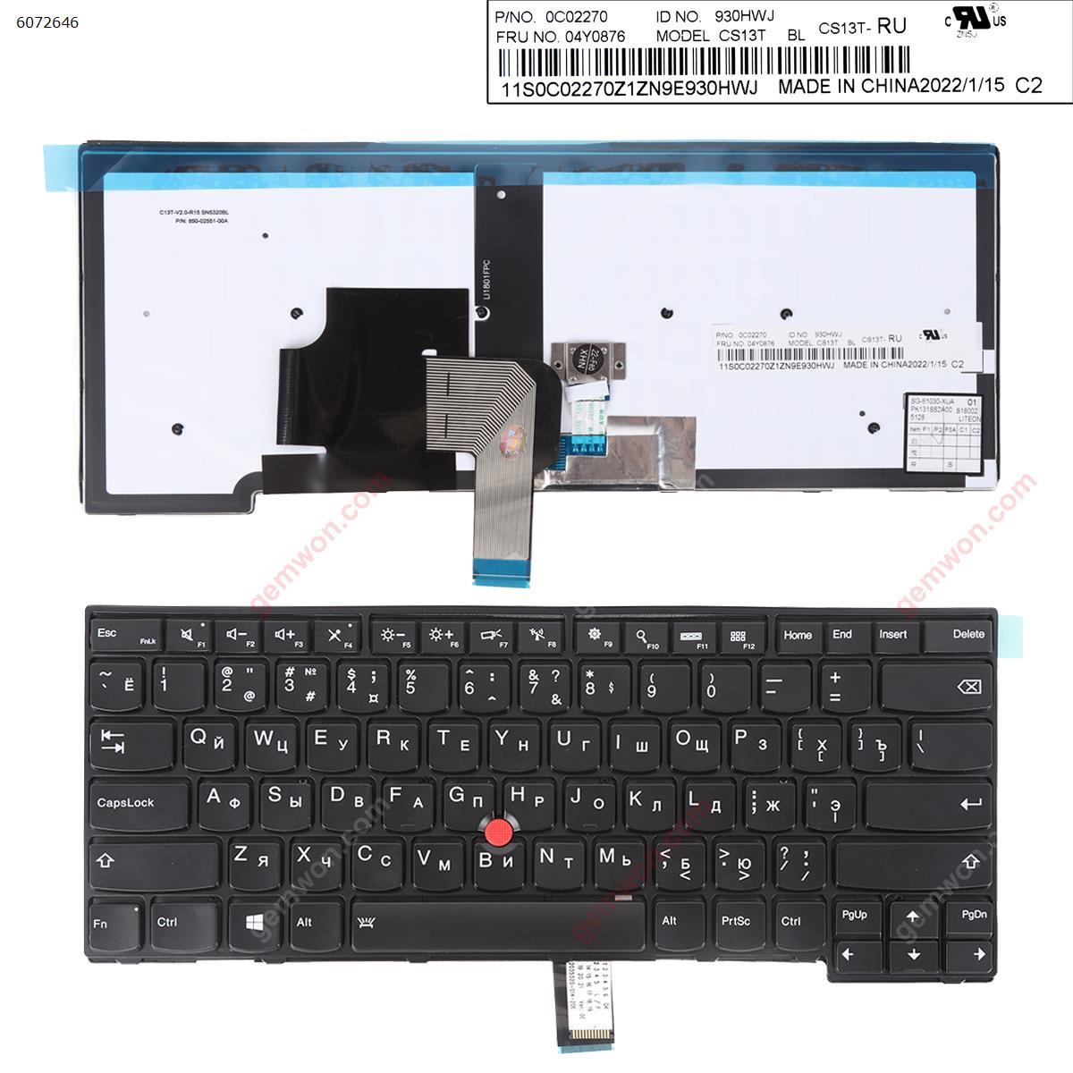 Picture of New Replacement Laptop Keyboard For IBM Thinkpad T440 T440P T440S T450 T450s T431s E431( Backlit with point stick Win8)OEM RU Layout