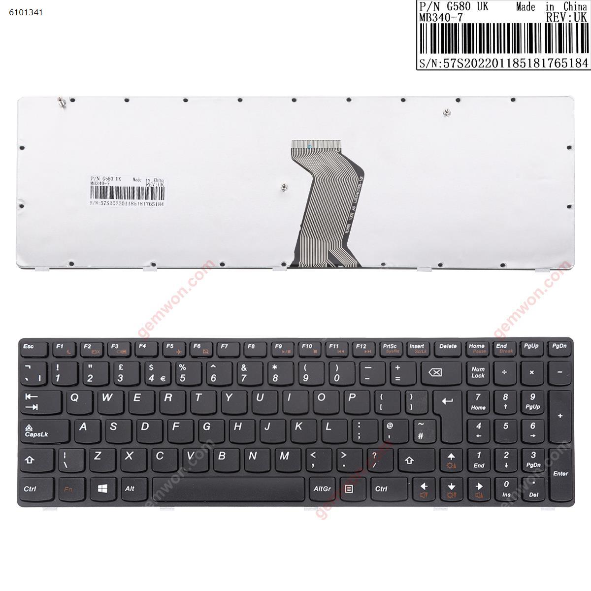 Picture of New Replacement Laptop Keyboard For LENOVO Ideapad Z580 V580 G580 BLACK FRAME BLACK(For Win8) Uk Layout