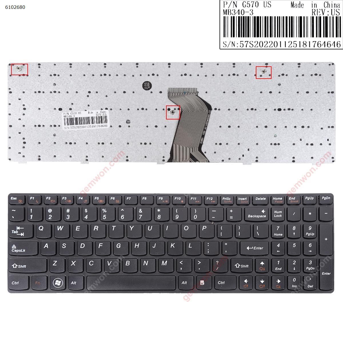 Picture of New Replacement Laptop Keyboard For LENOVO Ideapad Z560 Z560A Z565A G570 BLACK FRAME BLACK OEM (without foil) US Layout