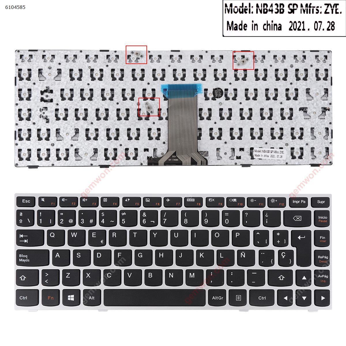 Picture of New Replacement Laptop Keyboard For LENOVO G40-70 Flex 2 14 SILVER FRAME BLACK(For Win8)OEM SP Layout
