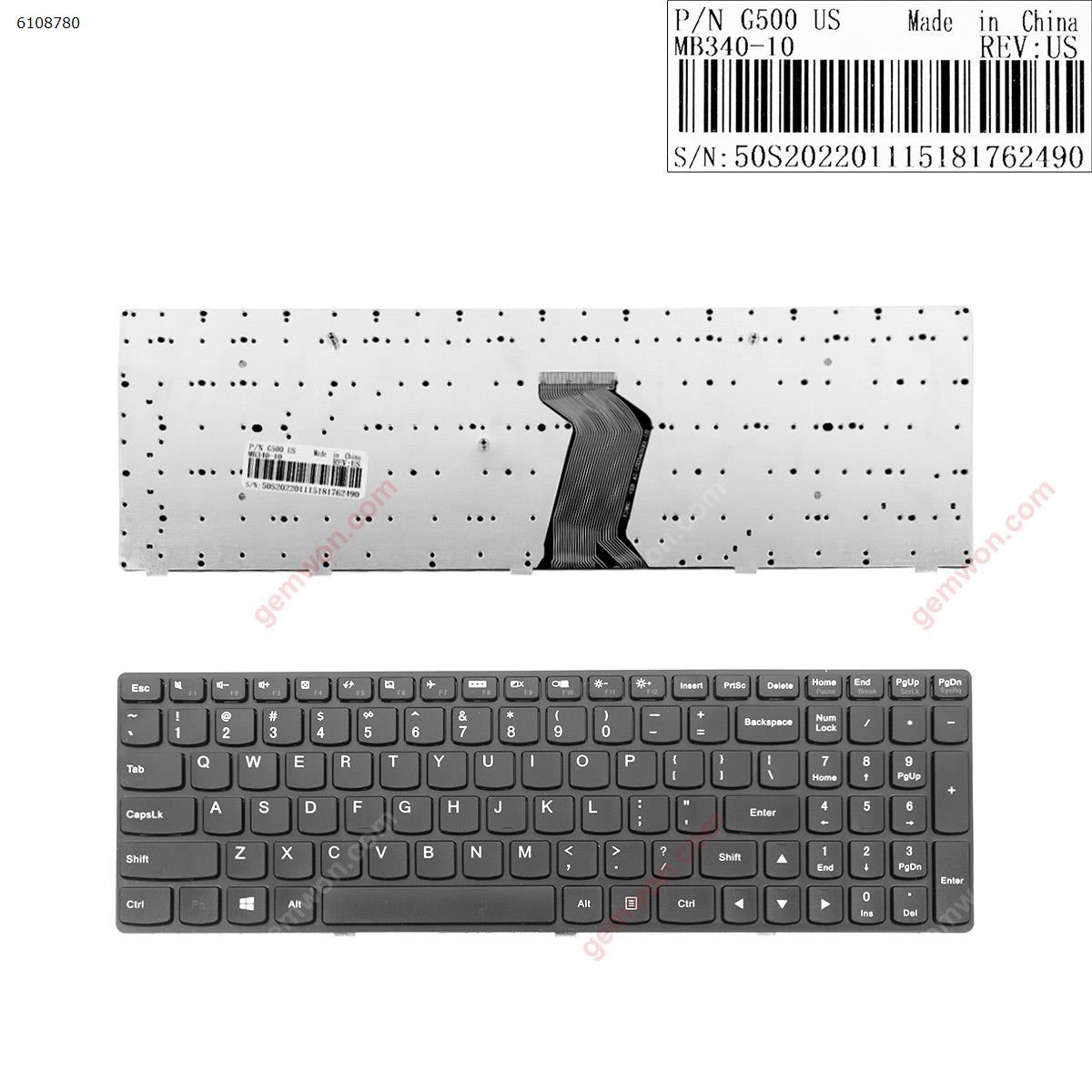 Picture of Laptop US keyboard forNew Replacement Keyboard Laptop For LENOVO G500 G505 G510 BLACK FRAME BLACK(For Win8,OEM) US Layout