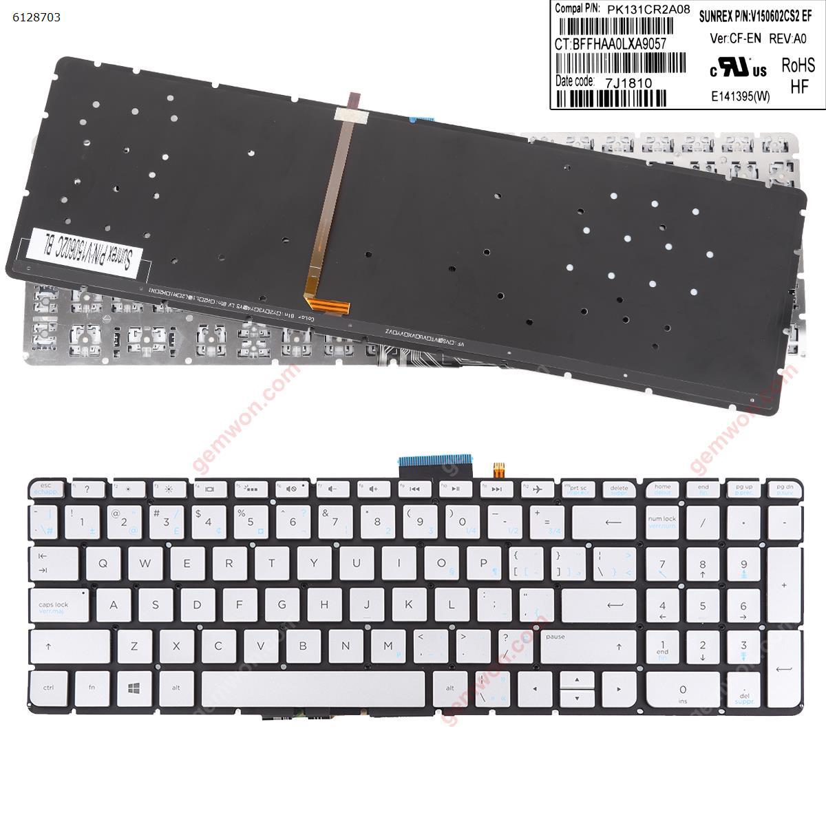 Picture of New Replacement Laptop Keyboard For HP Pavilion 15-AB SILVER(Backlit,Without FRAME,Win8) CA/CF Layout