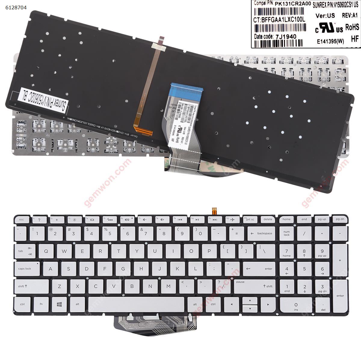 Picture of New Replacement Laptop Keyboard For HP Pavilion 15-AB SILVER(Backlit,Without FRAME,Win8) US Layout