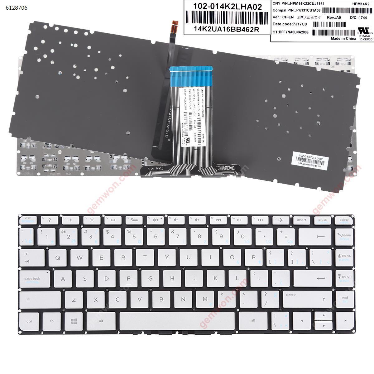 Picture of New Replacement Laptop Keyboard For HP Pavilion 14-AB SILVER(backlit,Without FRAME,Win8) CA/CF Layout