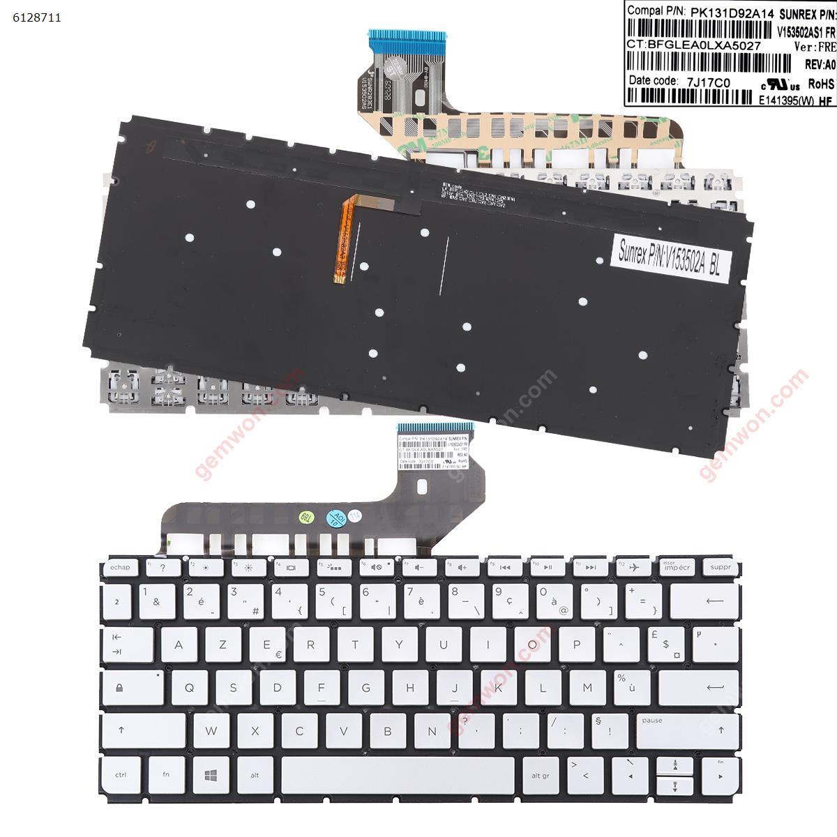 Picture of New Replacement Laptop Keyboard For HP ENVY13-d010nr 13-D061SA 13-d007tu Silver (Backlit,Without FRAME Win8) FR Layout