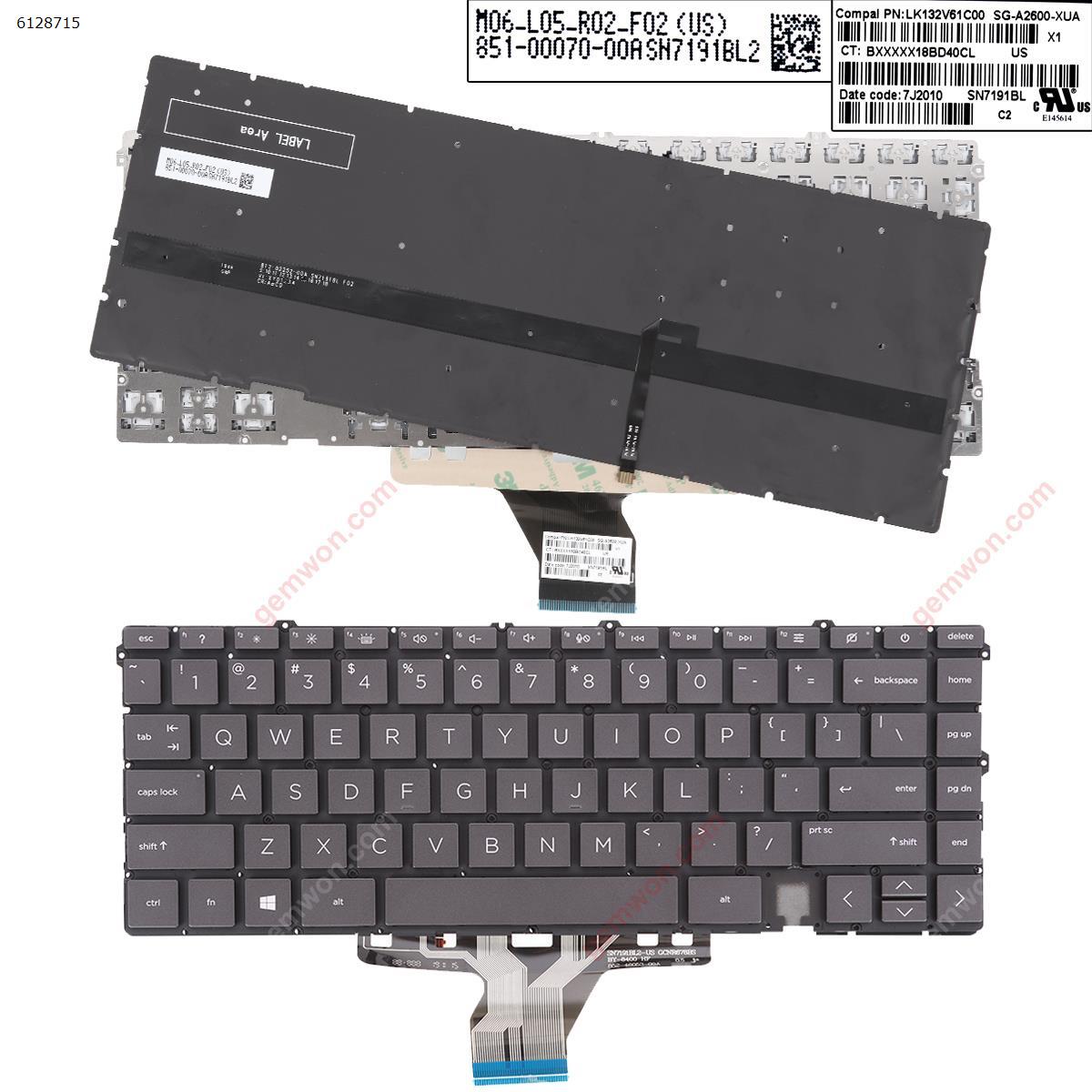 Picture of New Replacement Laptop Keyboard For 13-AY Black  Backlit US,HP Envy X360 13-AY 13-BA 13T-BA 13-BD TPN-C147 BLACK（Backlit Win8） US Layout