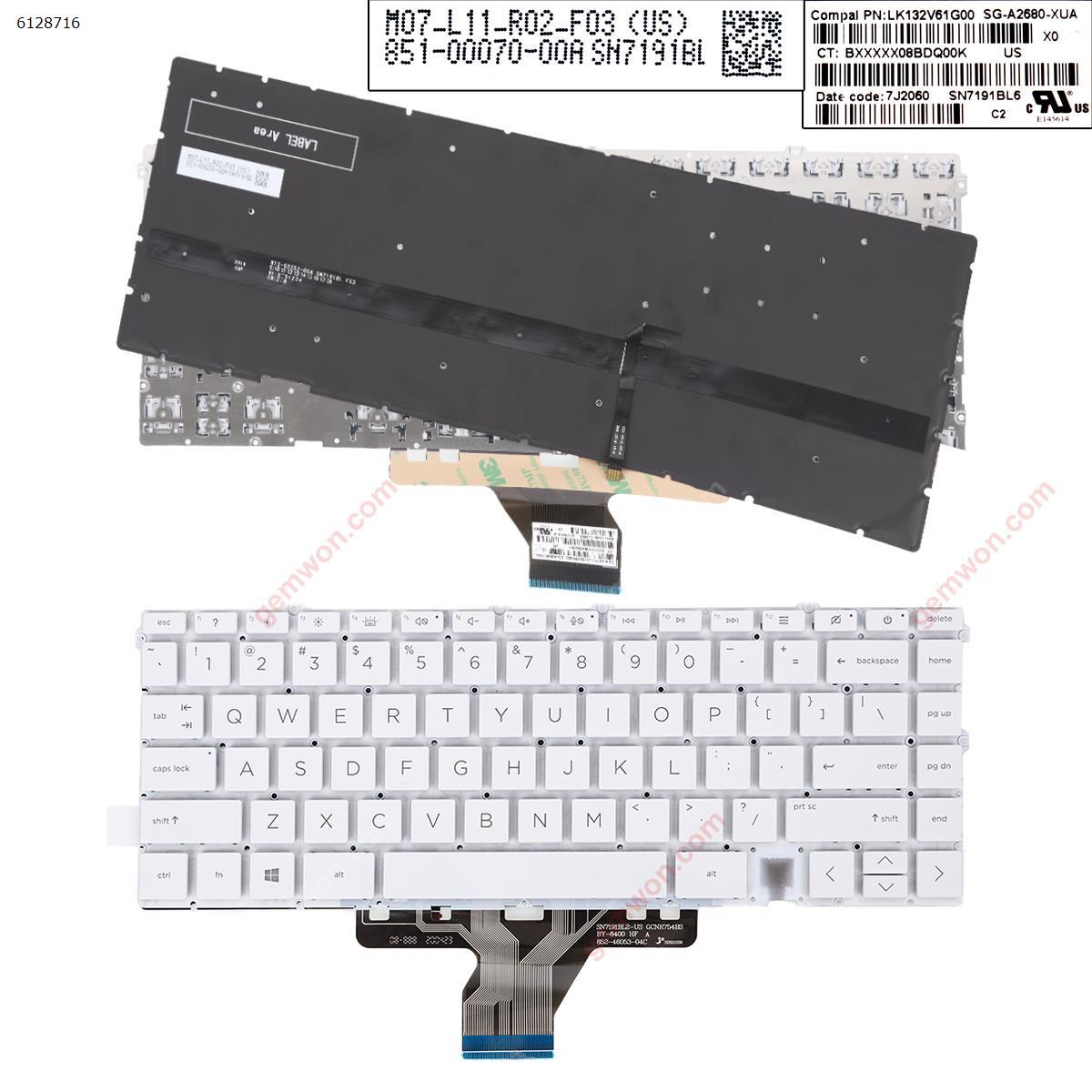 Picture of New Replacement Laptop Keyboard For 13-AY Backlit  Silver US,HP Envy X360 13-AY 13-BA 13T-BA 13-BD TPN-C147 White（Backlit Win8） US Layout
