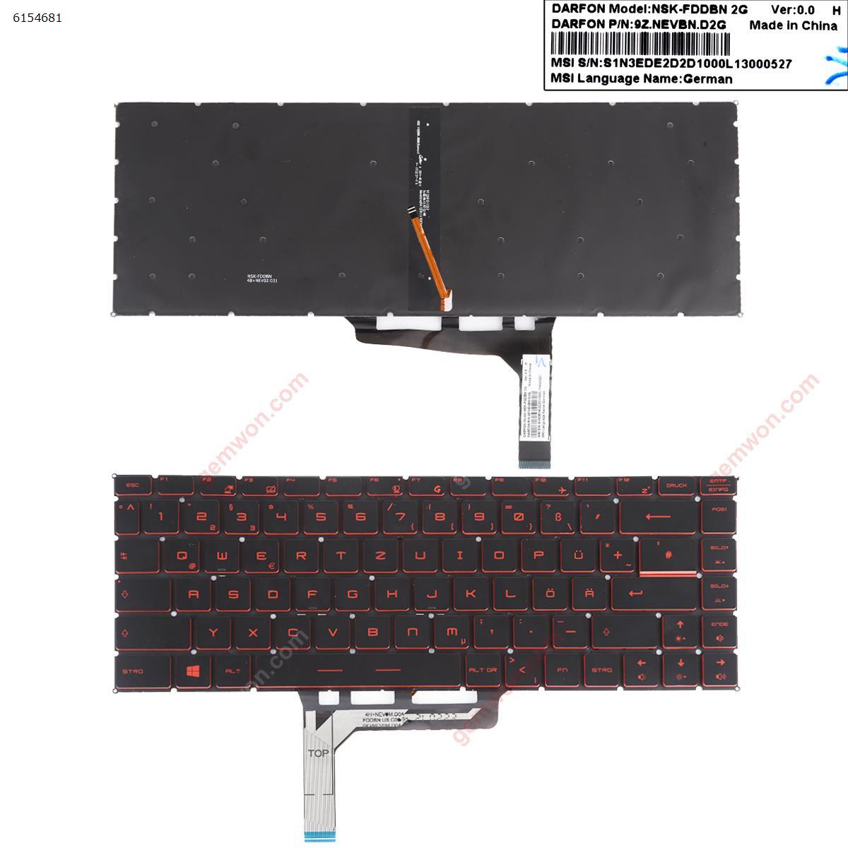 Picture of New Replacement Laptop Keyboard For MSI GF63 GF63 8RC GF63 8RD GF63 Thin 9SC (Red Printing ,Red Backlit Win8) GR Layout