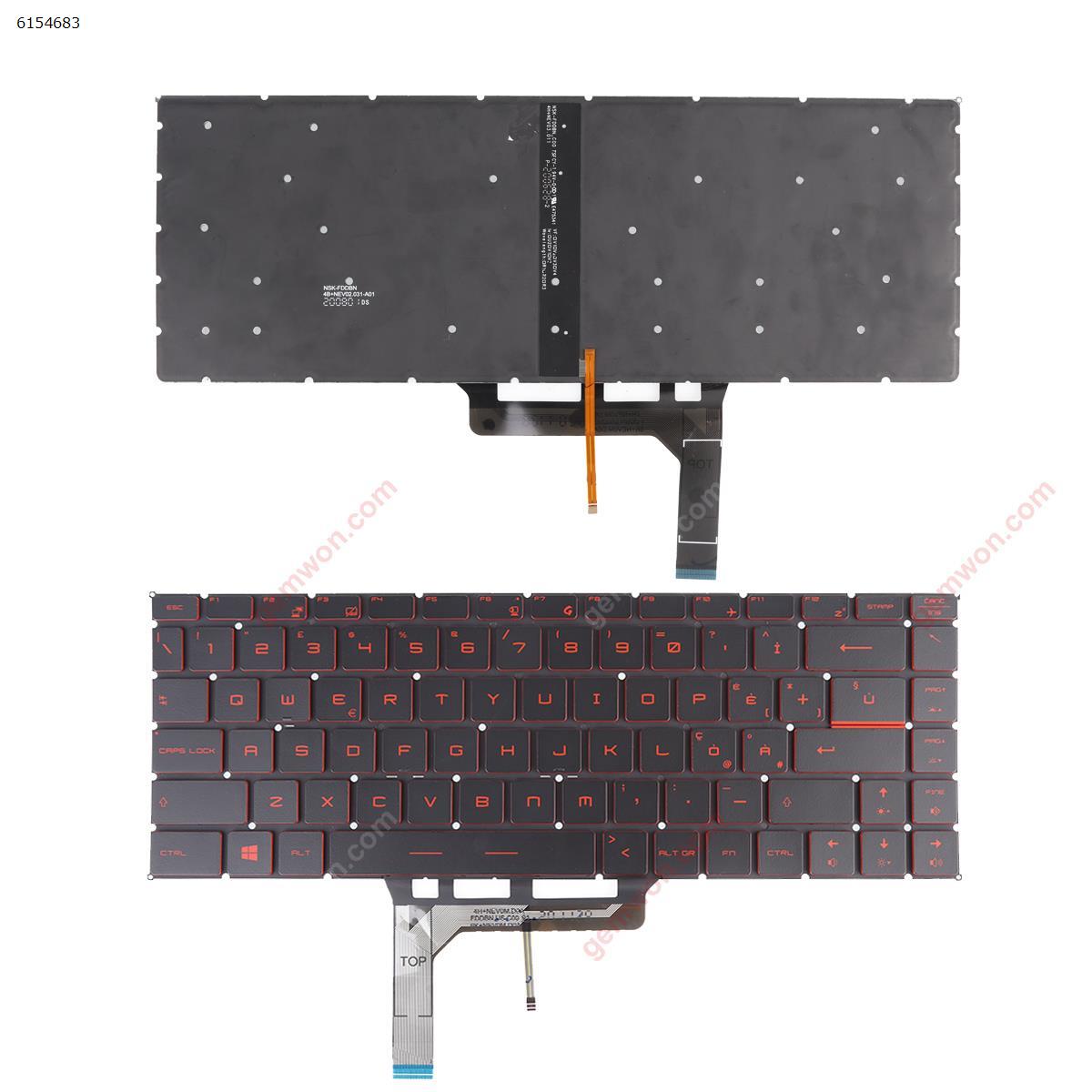 Picture of New Replacement Laptop Keyboard For MSI GF63 GF63 8RC GF63 8RD GF63 Thin 9SC (Red Printing ,Red Backlit Win8) IT Layout