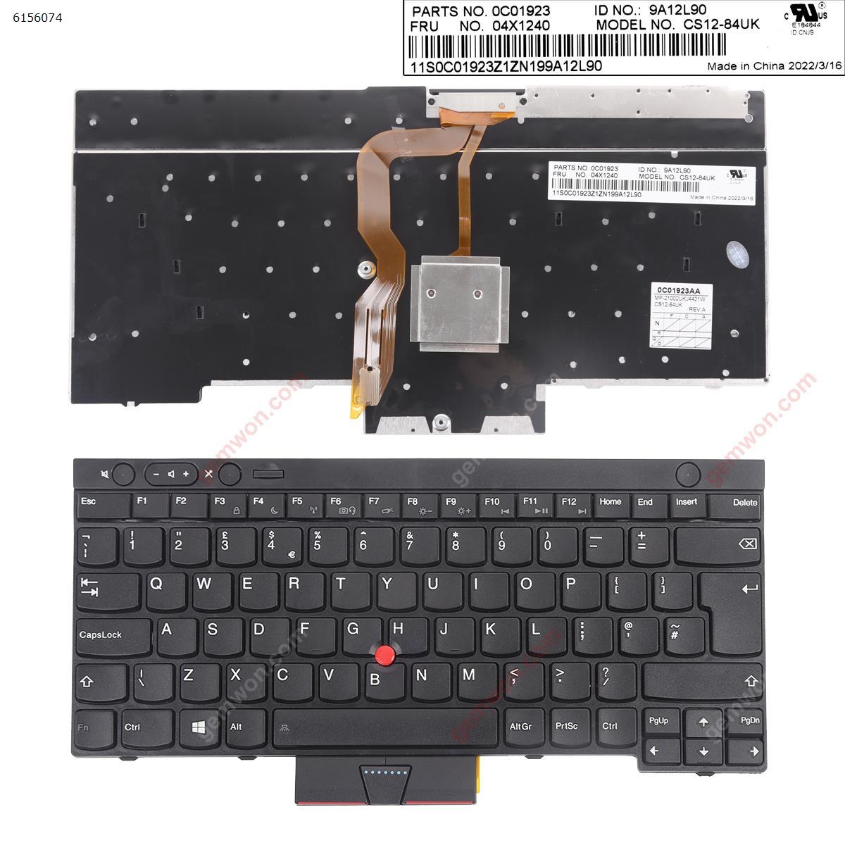 Picture of New Replacement Laptop Keyboard For IBM ThinkPad T430 T530 X230 BLACK (with point stick For Win8) OEM Uk Layout
