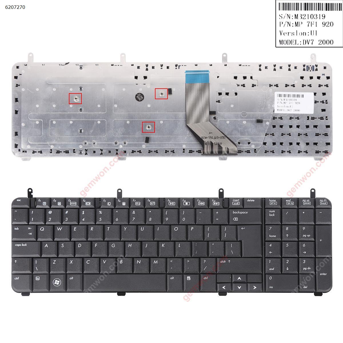 Picture of New Replacement Laptop Keyboard For HP DV7-2000 DV7-3000 BLACK(Big Enter,OEM) US Layout