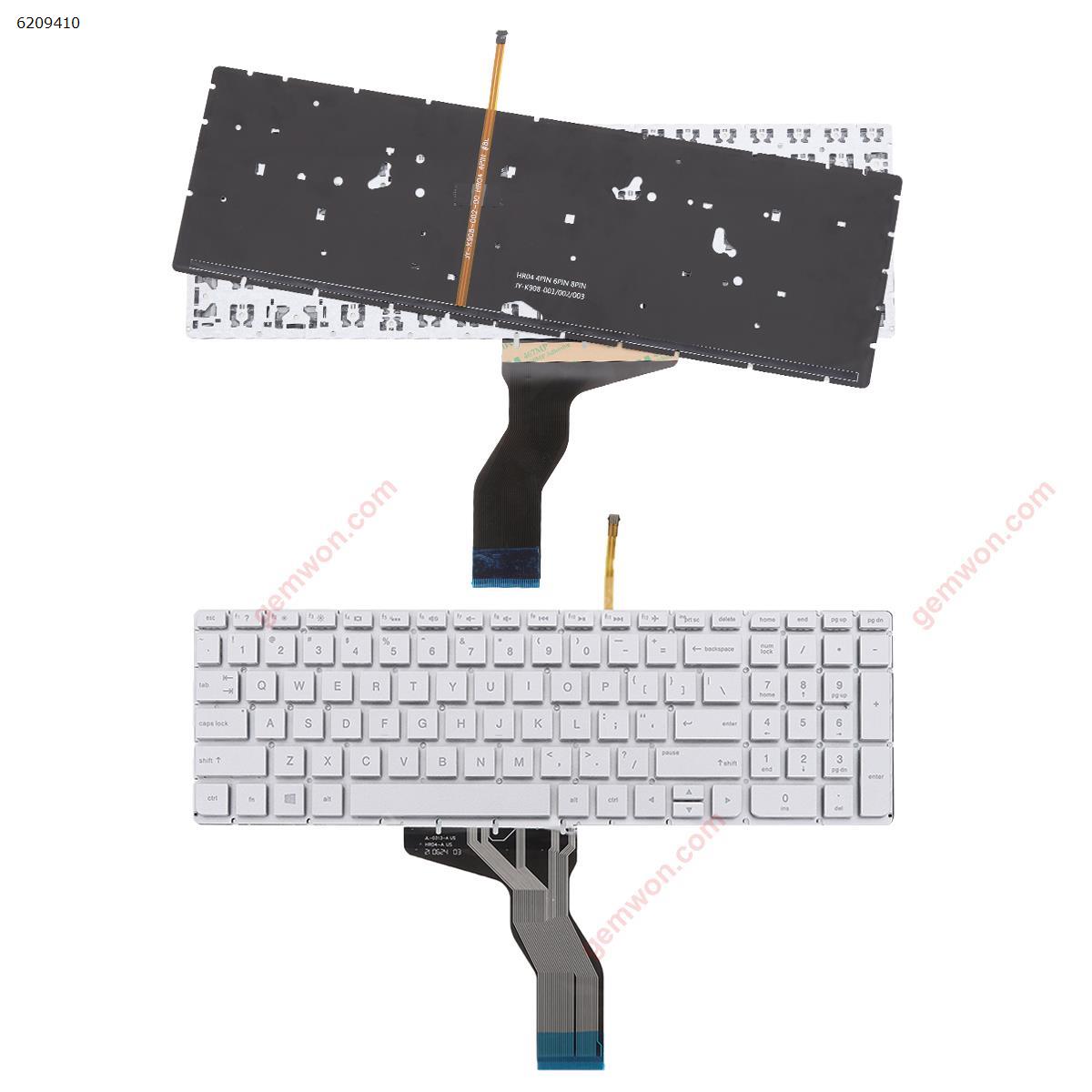 Picture of New Replacement Laptop Keyboard For HP Pavilion 15-AB SILVER(Backlit,Without FRAME,With cable folded,Win8) US Layout