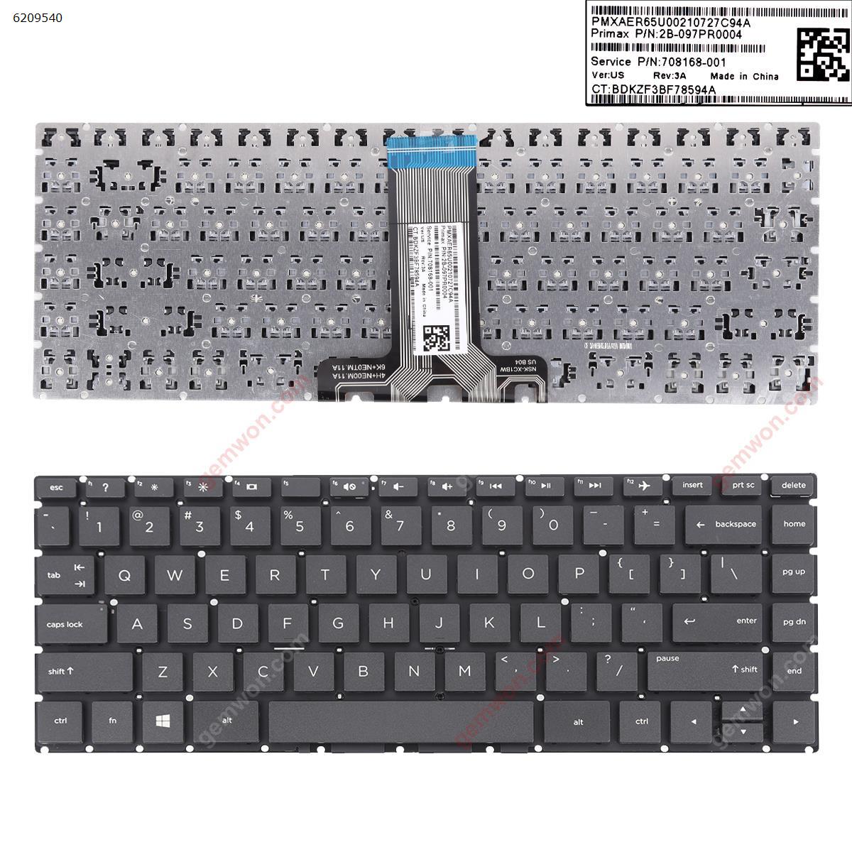 Picture of New Replacement Laptop Keyboard For HP Pavilion 14-BS 14-BS000 14-BS100 14-BS500 BLACK (Without FRAME,Small Enter,WIN8) US Layout