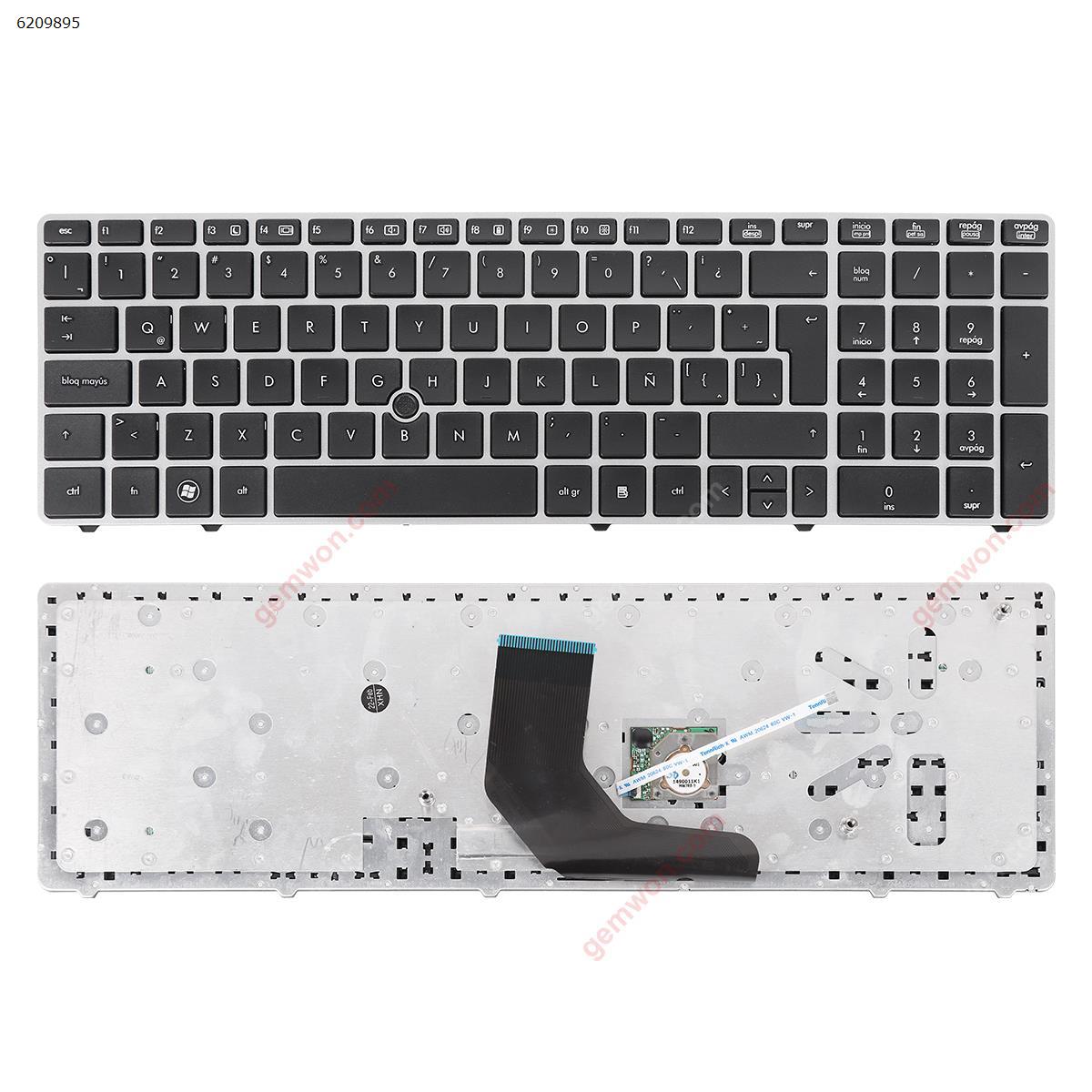 Picture of New Replacement Laptop Keyboard For HP ProBook 6560B/EliteBook 8570P 8560P SILVER FRAME BLACK(With Point stick) LA Layout