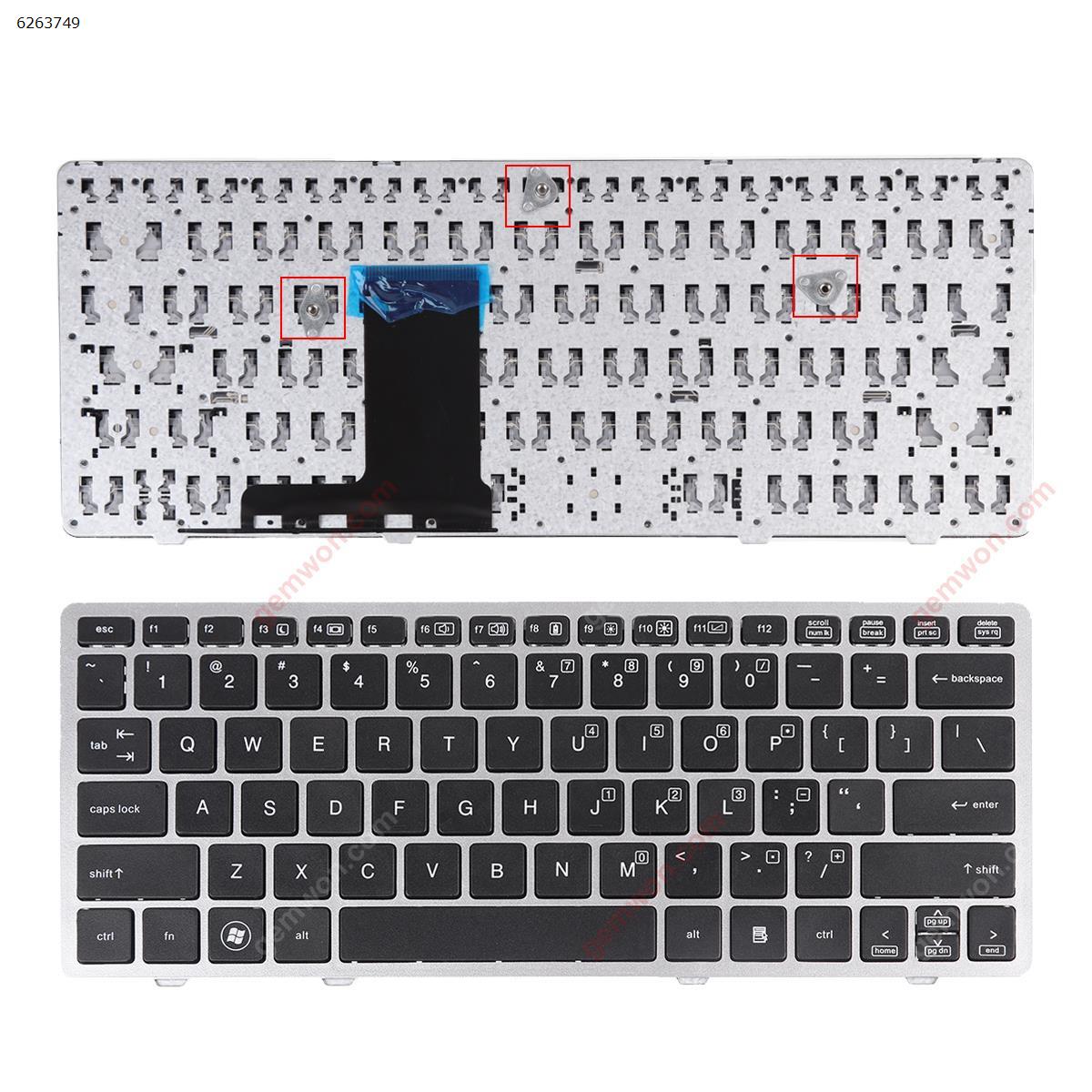 Picture of New Replacement Laptop Keyboard For HP 2560P SILVER FRAME BLACK （Without point stick）OEM US Layout