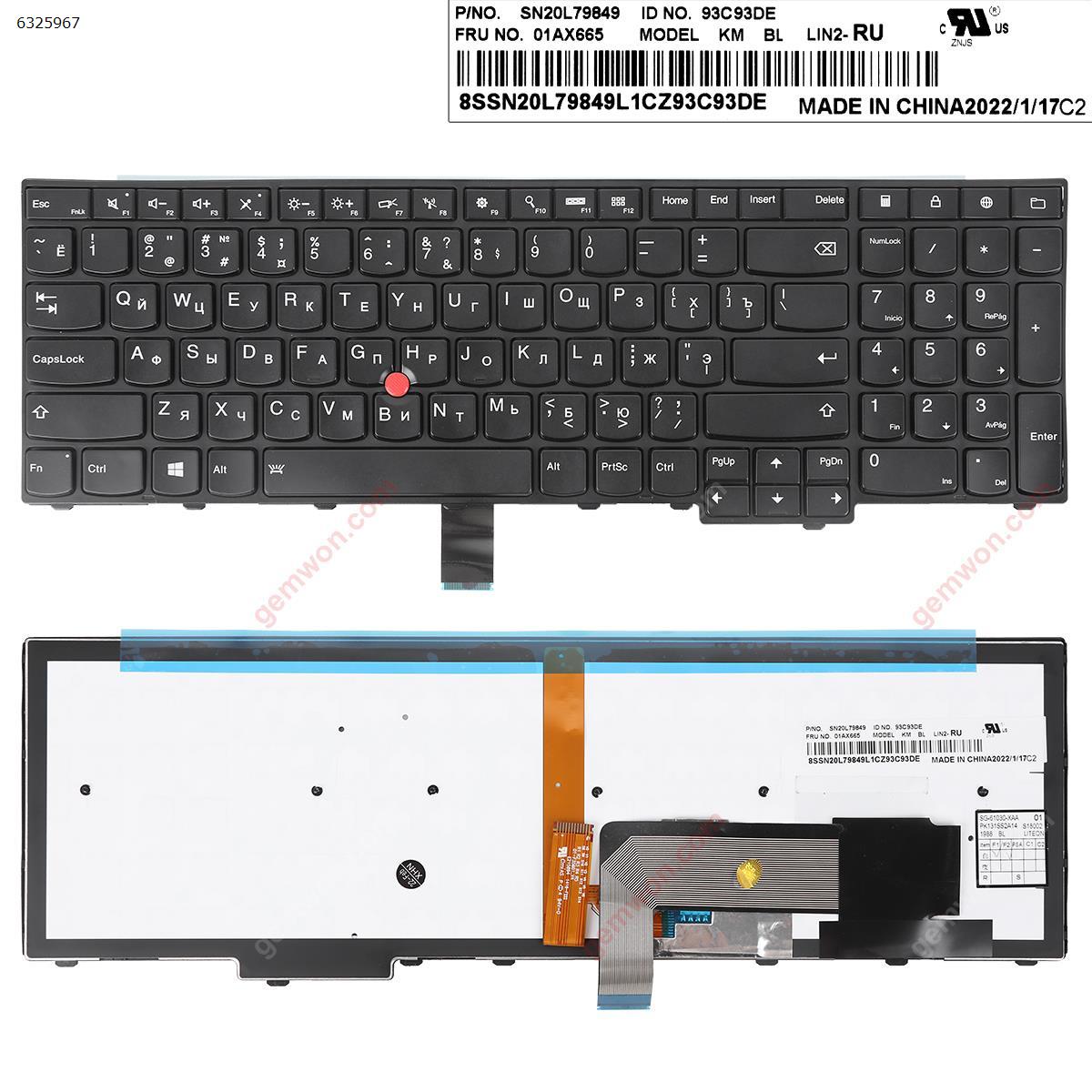 Picture of New Replacement Laptop Keyboard For IBM ThinkPad E531 T540 BLACK(Backlit,With?Point?stick,Win8?)OEM RU Layout