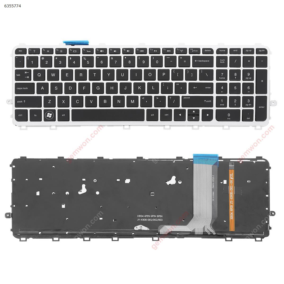Picture of New Replacement Laptop Keyboard For HP ENVY 15-j Series SILVER FRAME BLACK( Backlit, For Win8)OEM	 US Layout