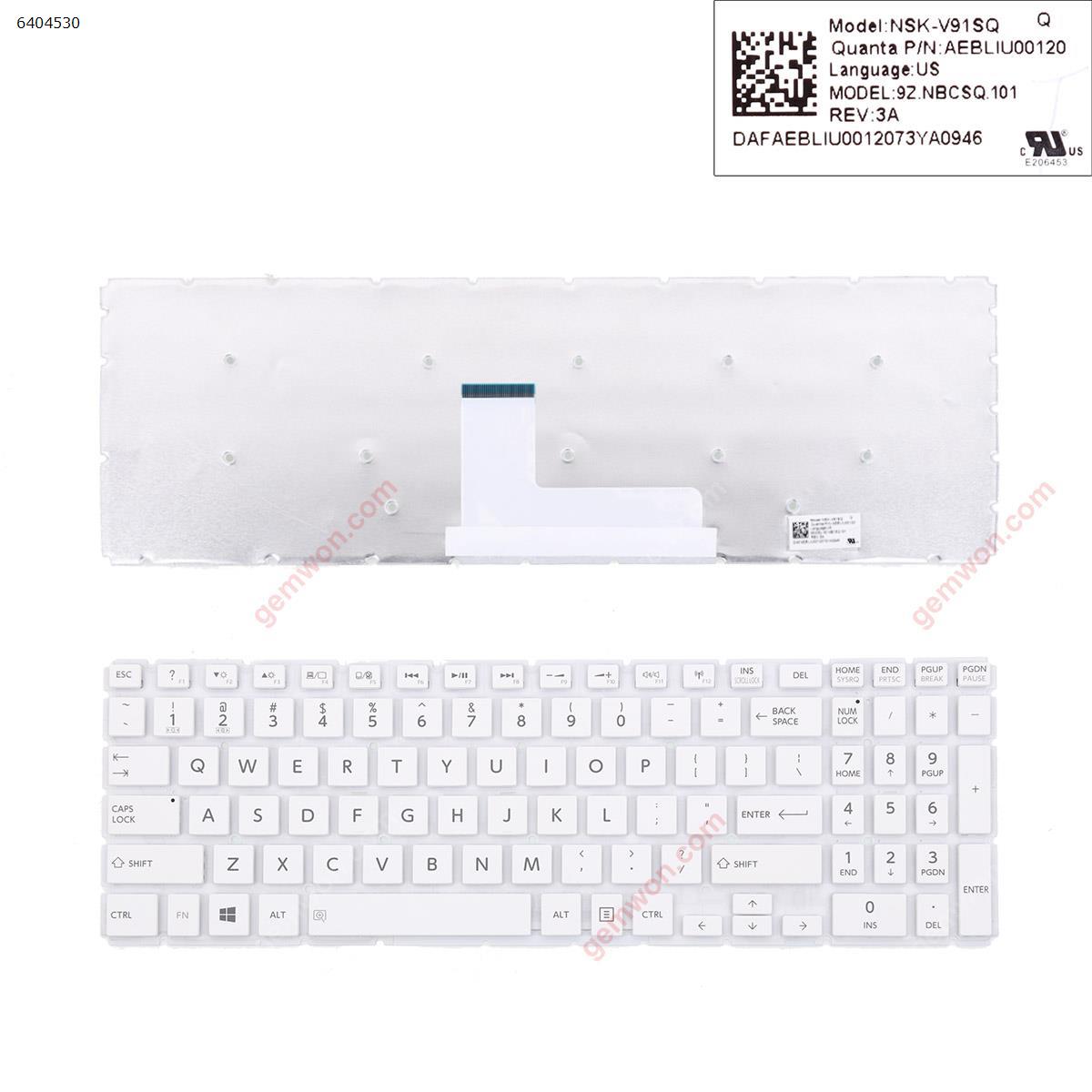 Picture of New Replacement Laptop Keyboard For TOSHIBA Satellite L50-B S50-B L50D-B L50T-B L50DT-B L55(D)-B S55-B S55T-B S55D-B  WHITE (Without FRAME,Win8) US Layout