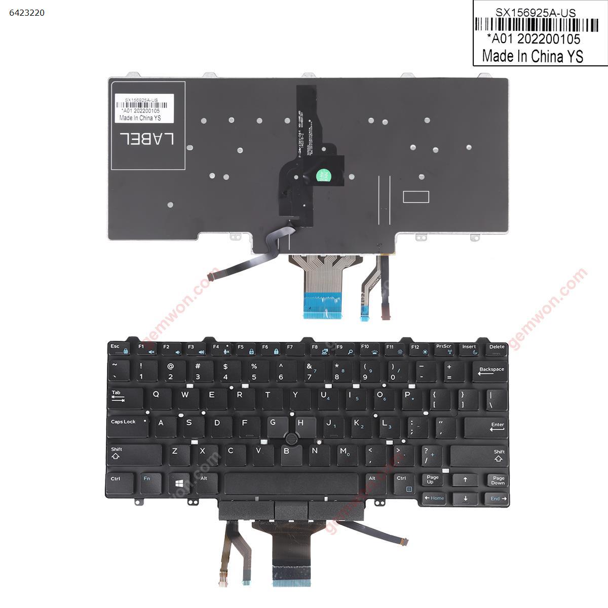 Picture of New Replacement Laptop Keyboard For DELL E5450  E5470 E5490 E7450 E7470  BLACK (Backlit,With Point stick,For Win8) US Layout