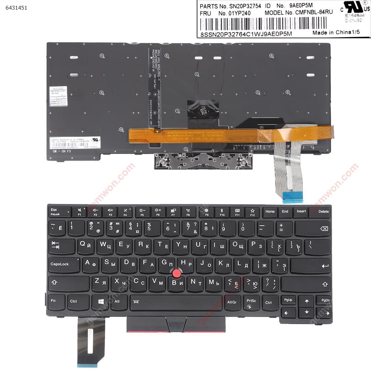 Picture of New Replacement Laptop Keyboard For IBM Lenovo E480 L480 T480S  Black (Backlit,With?Point?stick,Win8?)OEM RU Layout