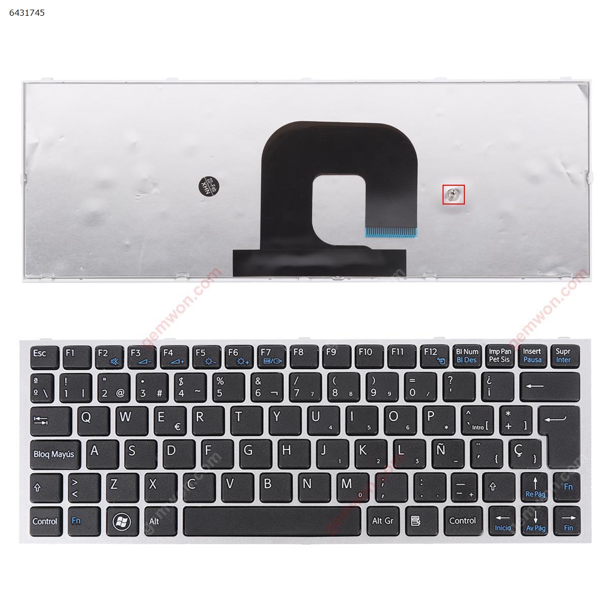 Picture of New Replacement Laptop Keyboard For SONY VPC-YA VPC-YB SILVER FRAME BLACK SP Layout
