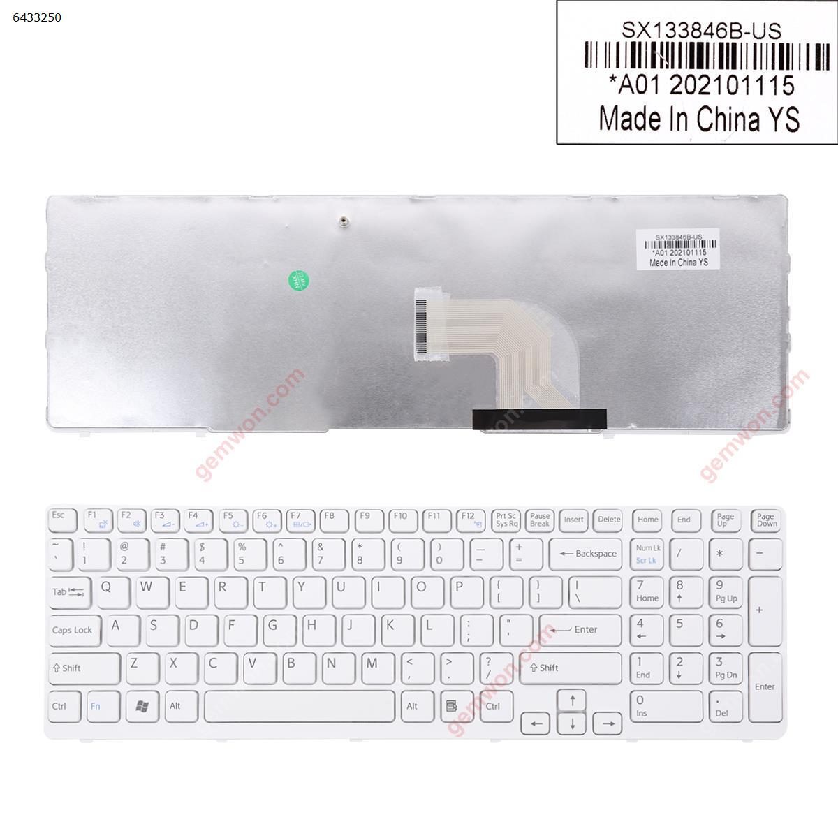 Picture of New Replacement Laptop Keyboard For SONY SVE15 WHITE FRAME WHITE(For Win 8 OS) US Layout