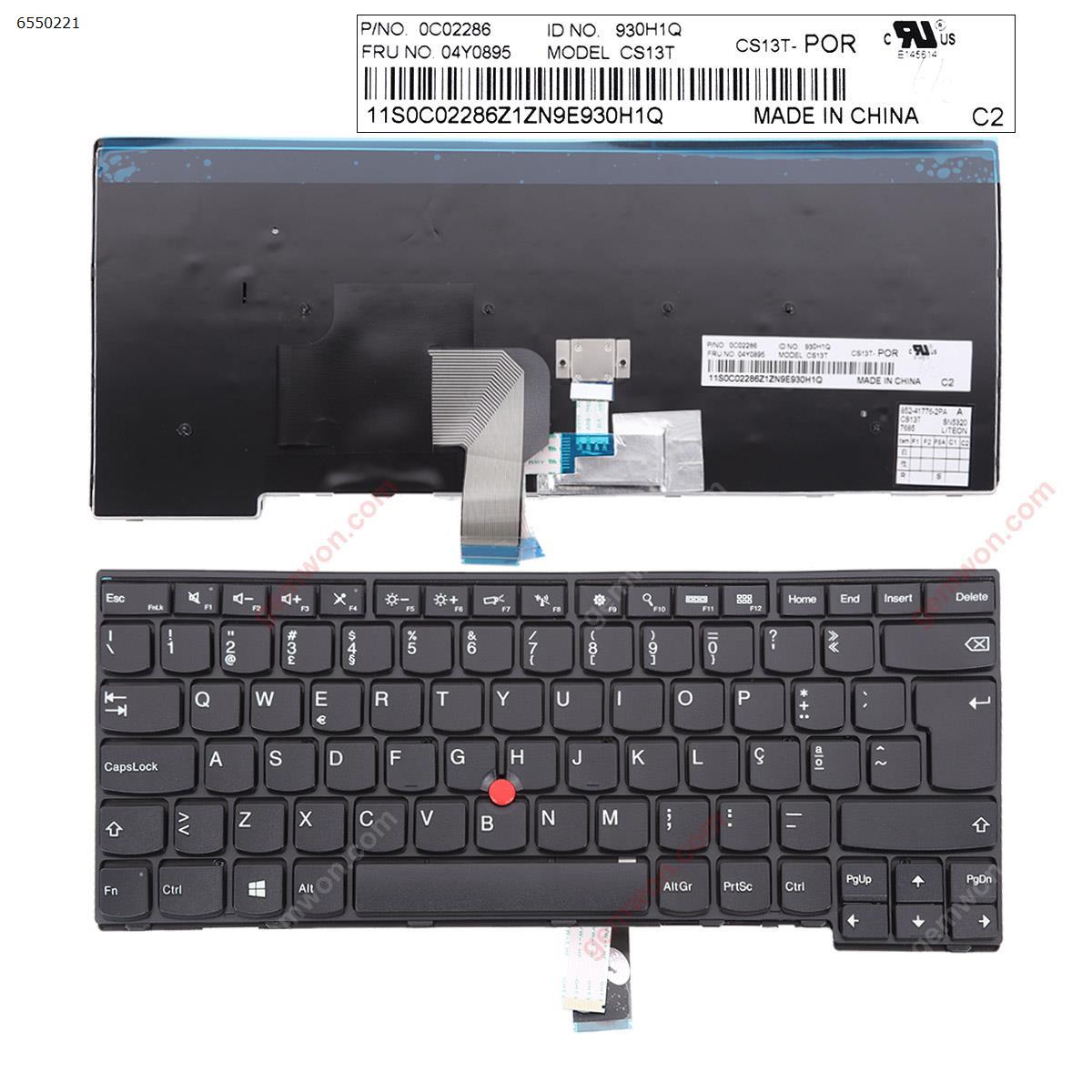Picture of New Replacement Laptop Keyboard For IBM Thinkpad T440 T440P T440S T450 T450s T431s E431 BLACK FRAME BLACK ( with point stick ,For Win8) OEM PO Layout