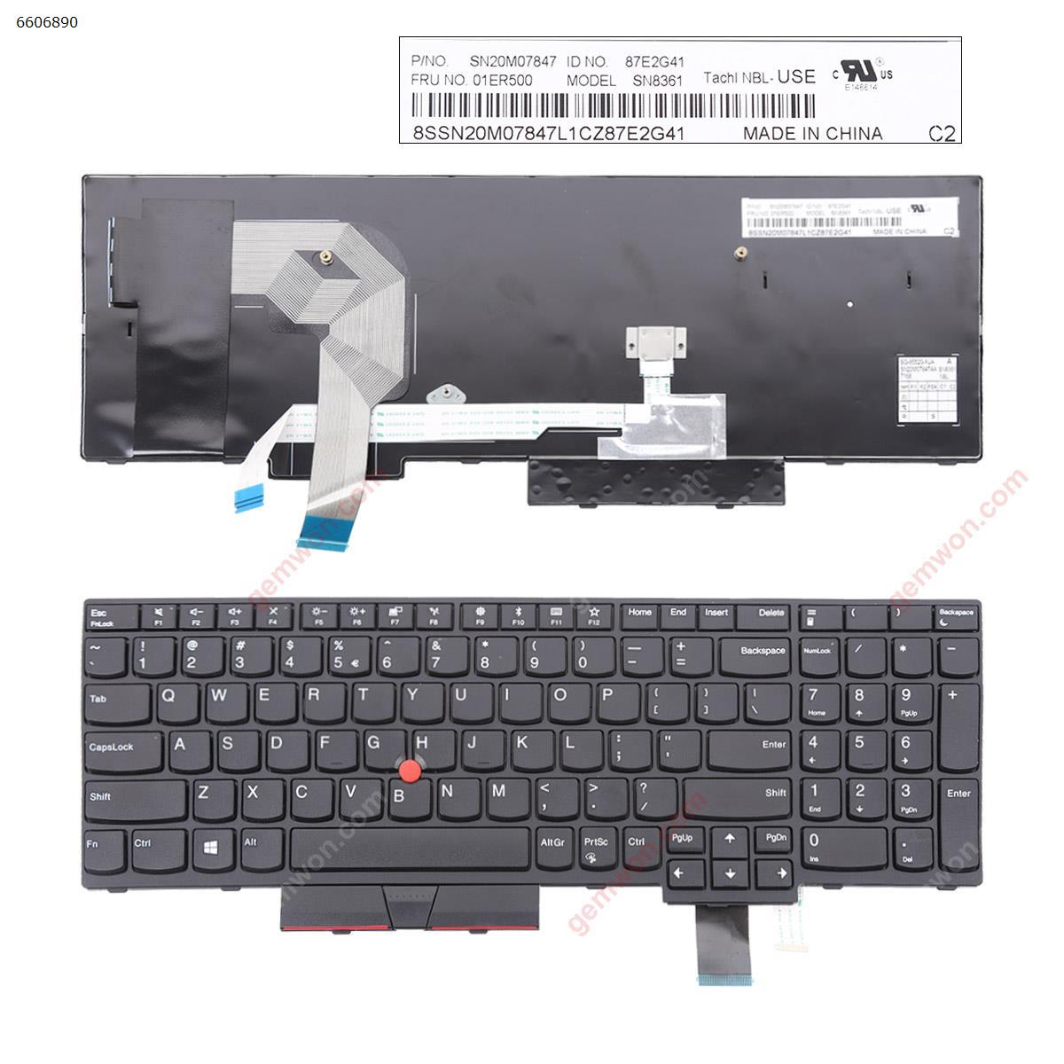 Picture of New Replacement Laptop Keyboard For Lenovo IBM ThinkPad P51S T570 BLACK FRAME BLACK(For Win8,With Point) US Layout