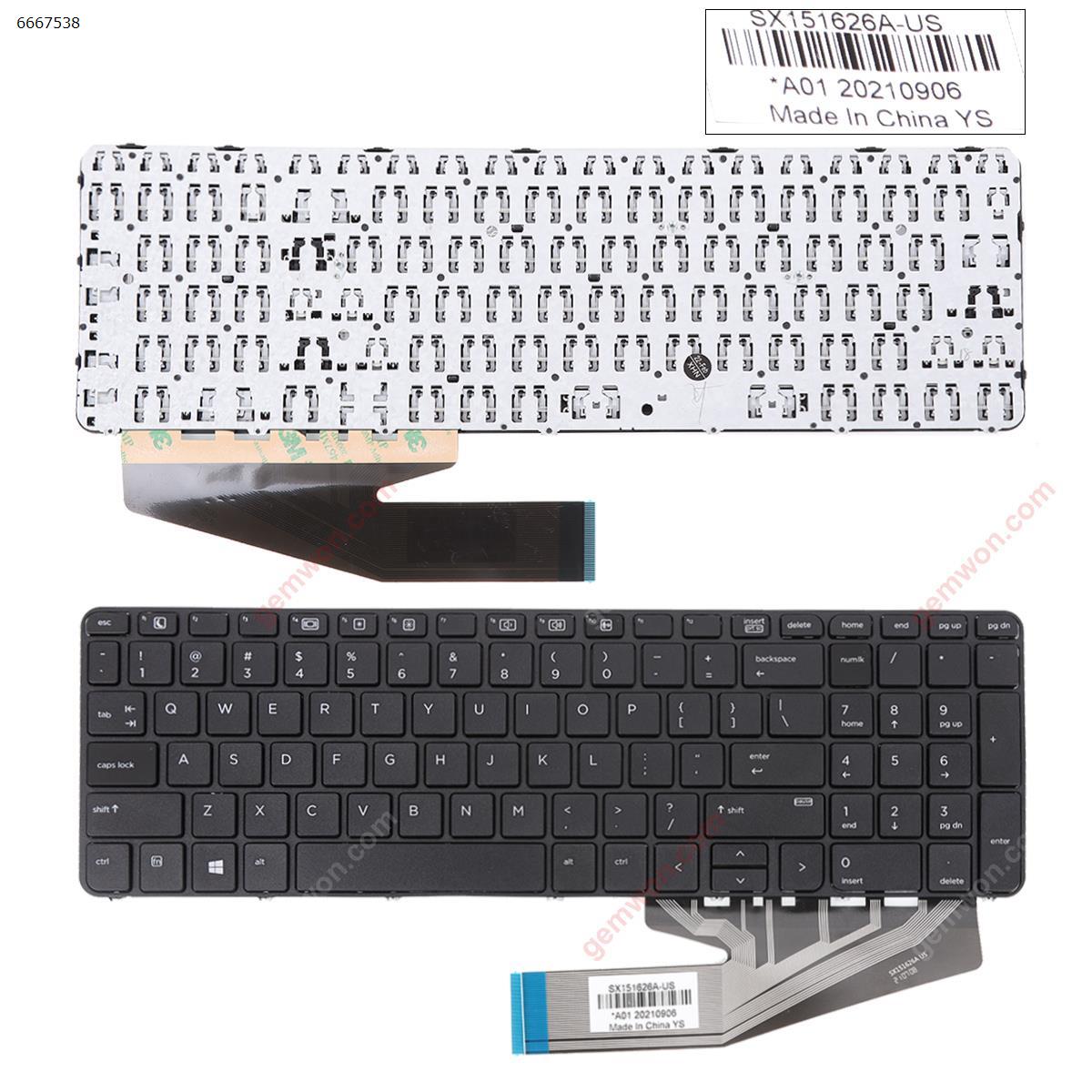 Picture of New Replacement Laptop Keyboard For HP Probook 650 G2 655 G2 BLACK Frame BLACK (Win8) US Layout