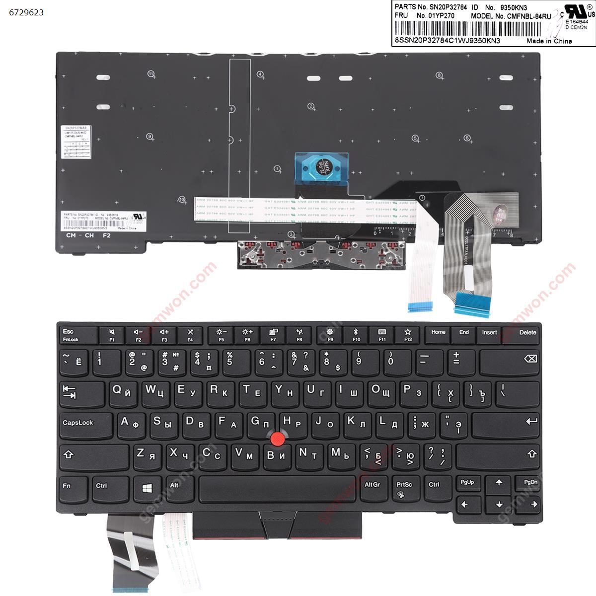 Picture of New Replacement Laptop Keyboard For IBM Lenovo E480 L480 T480S  Black(With Point stick,Win8 ) OEM RU Layout