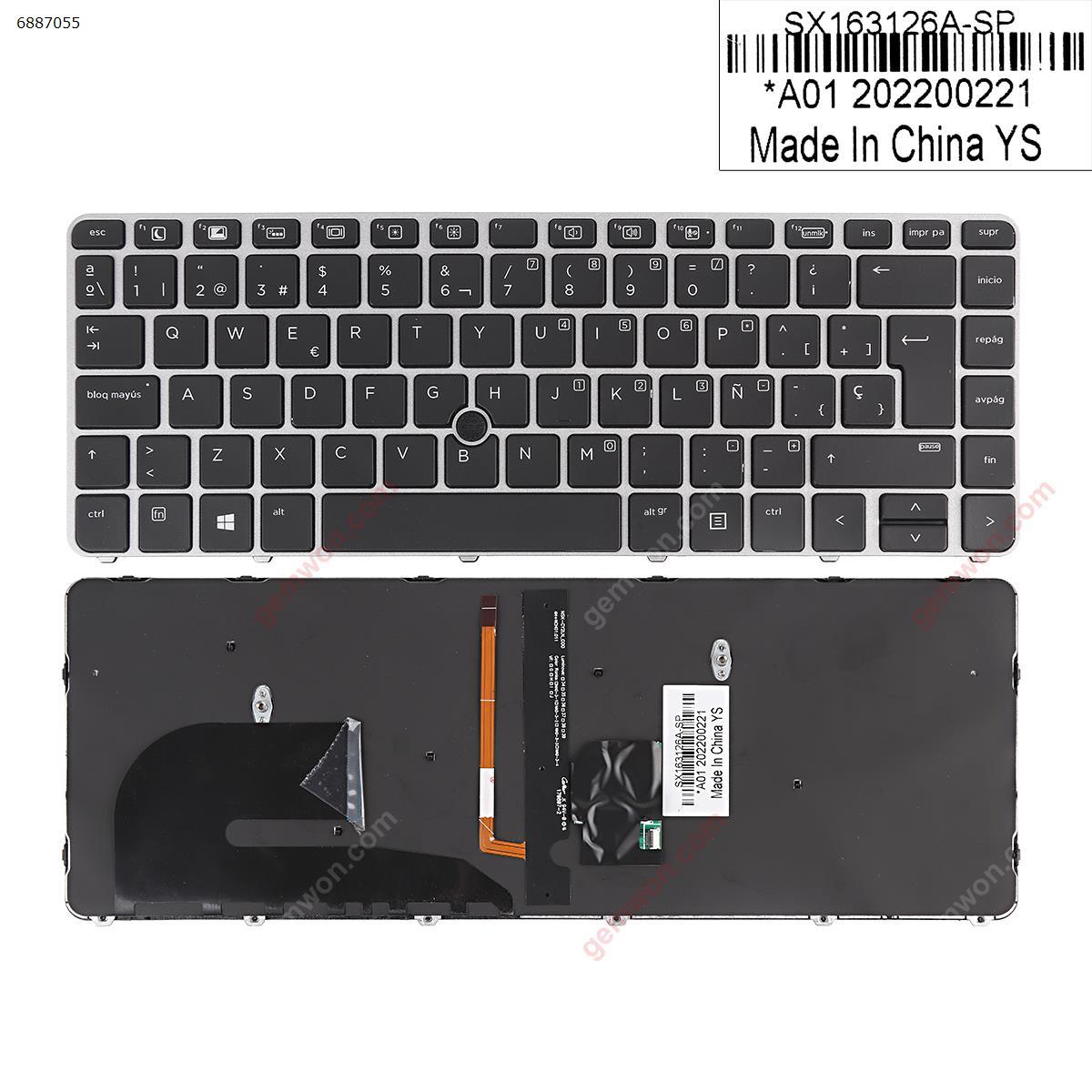 Picture of New Replacement Laptop Keyboard For HP EliteBook 840 G3 SILVER FRAME BLACK (with point, Backlit, Win8) OEM SP Layout