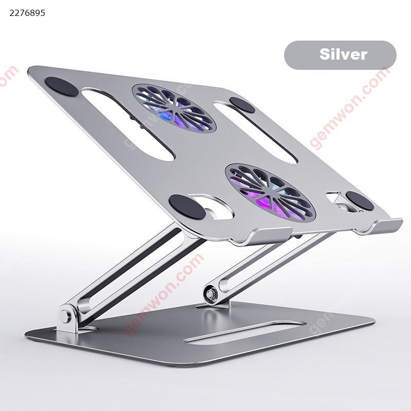 Picture of Folding Double Layer Storage Aluminum Alloy Cooling Laptop Stand Tablet Computer Stand Silver + Data Cable