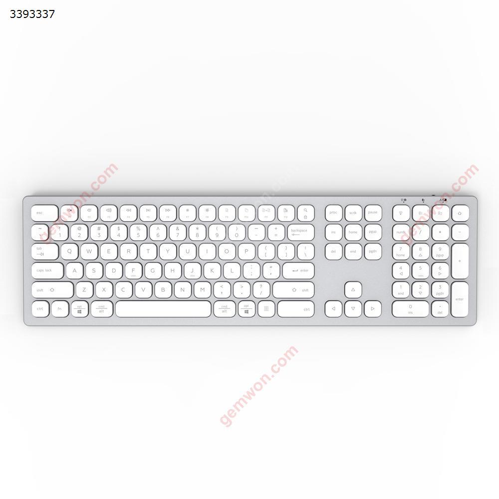 Picture of Ultra-thin Aluminum Alloy 2.4G+Bluetooth Dual Mode Wireless Keyboard Type-C Charging Silent Office Bluetooth Keyboard White