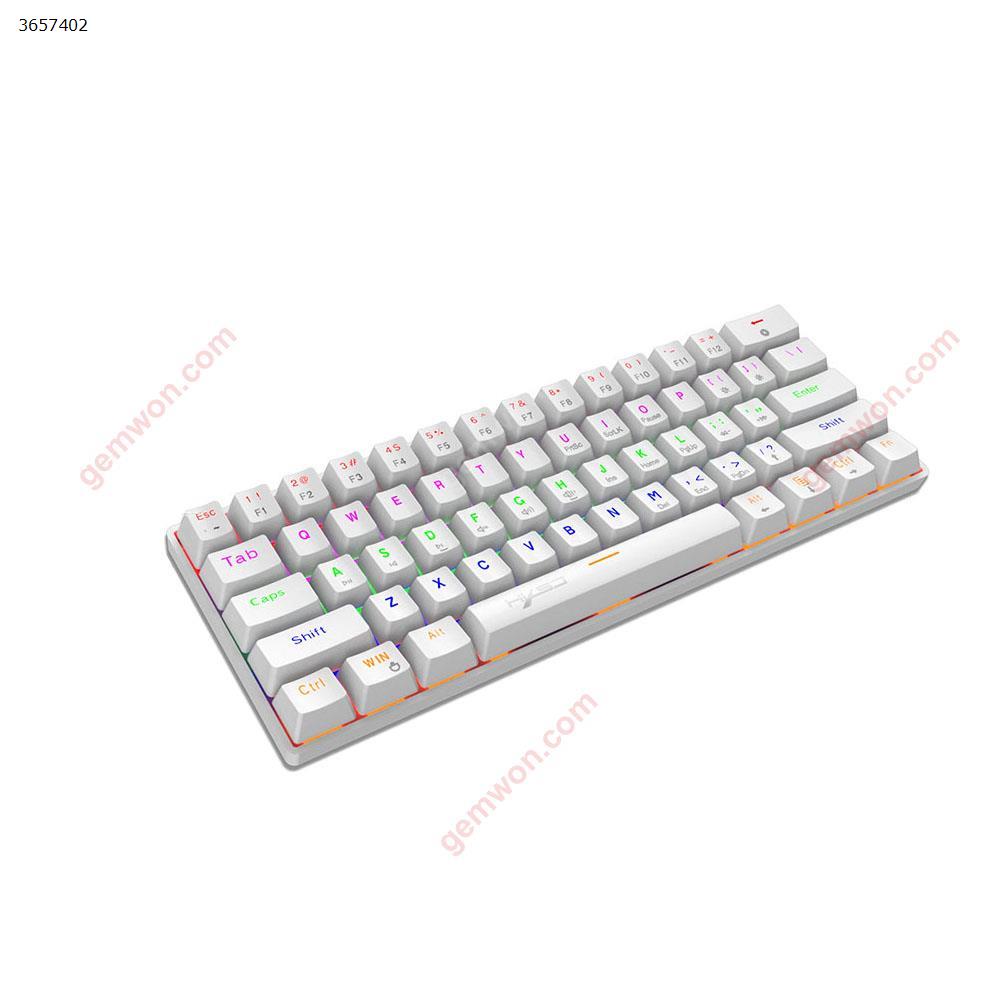Picture of Mechanical keyboard 61-key mini green axis a variety of lights colorful keyboard portable suitable for games white